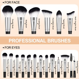 Foto 2 | 18 Piezas Brochas Set de Brochas Maquillaje Profesional color Negro