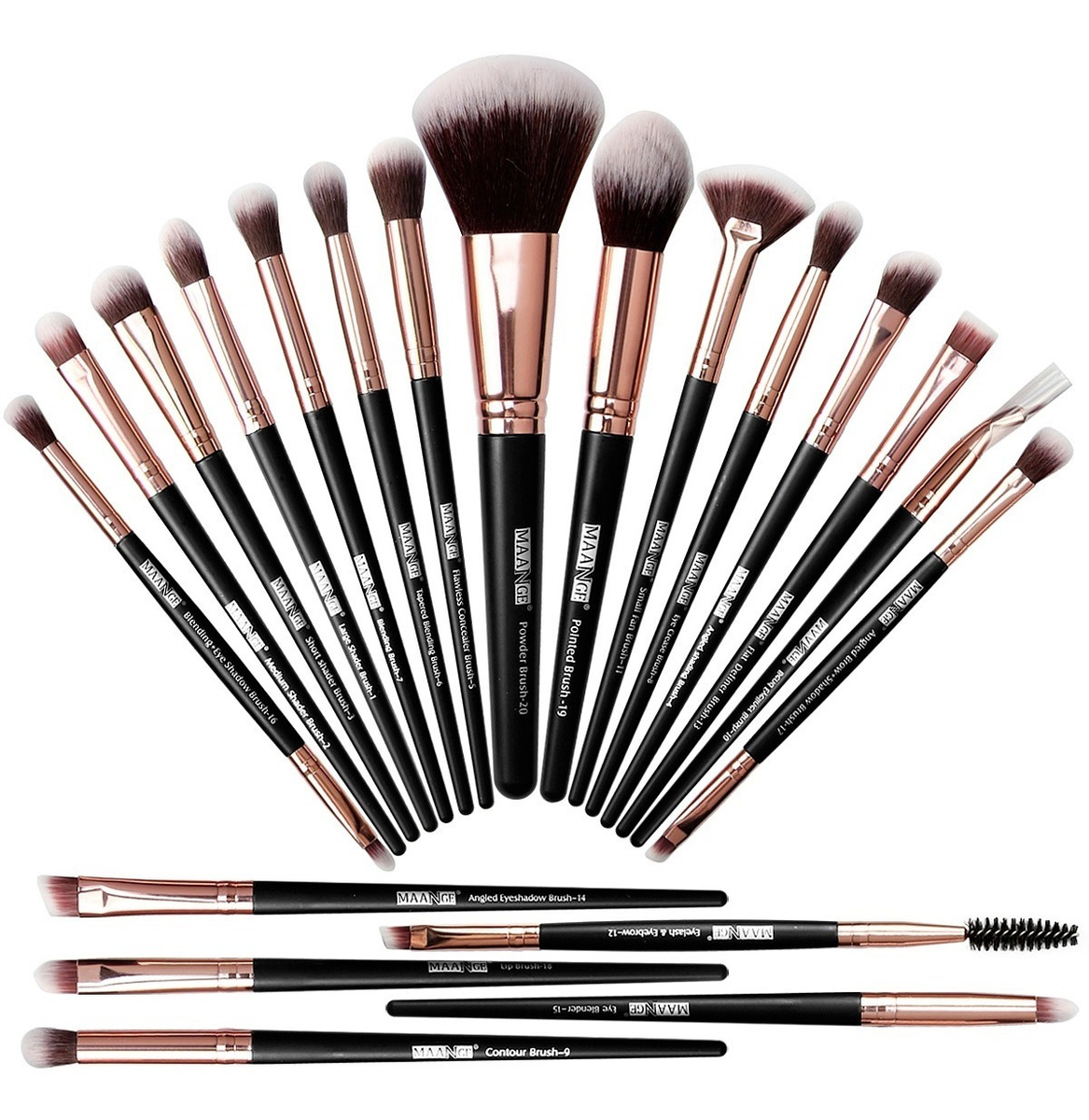 Brochas de Maquillaje Maange 20 Piezas Negro