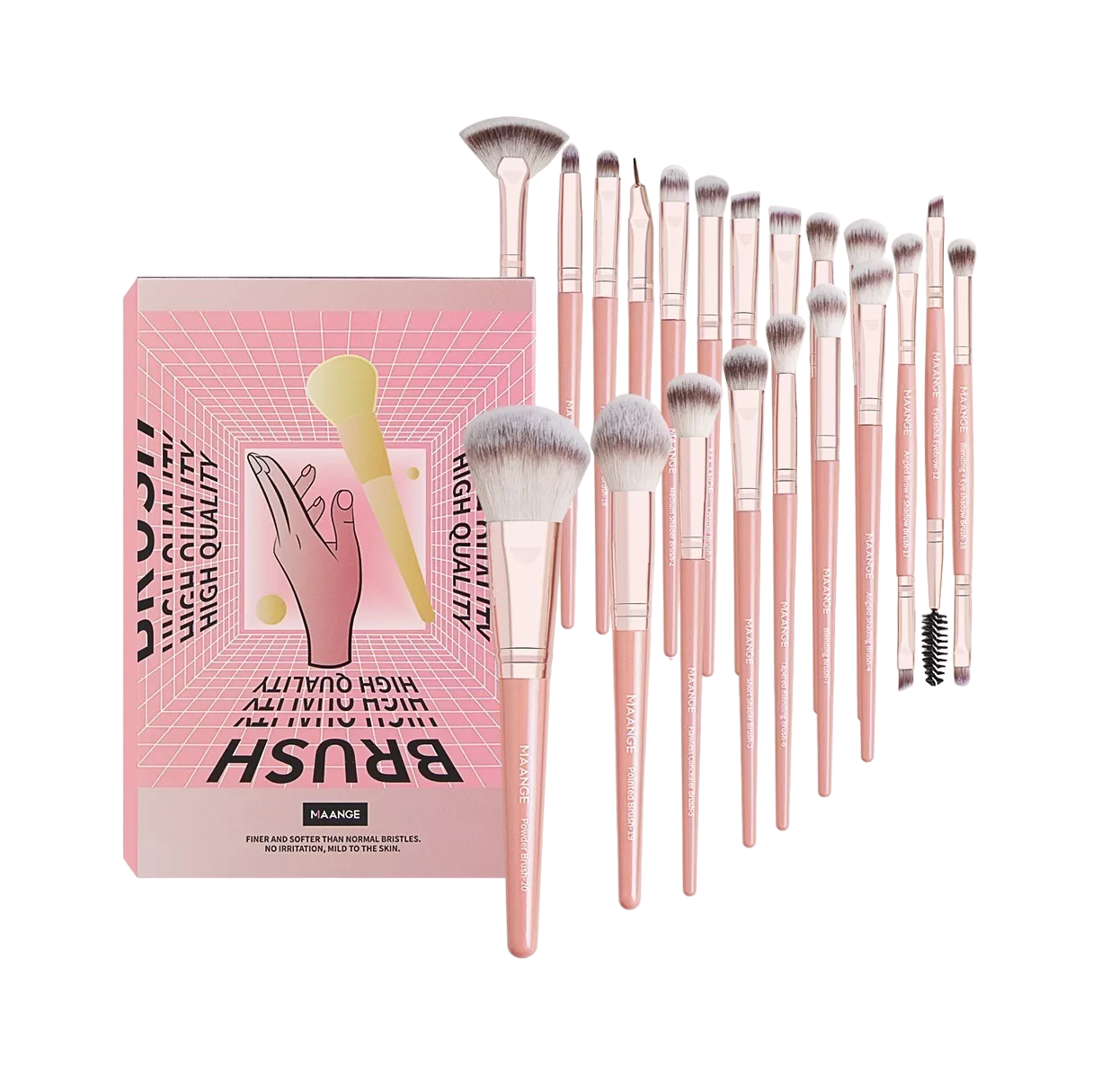 Brochas para Maquillaje Mangee color Rosa 20 Piezas