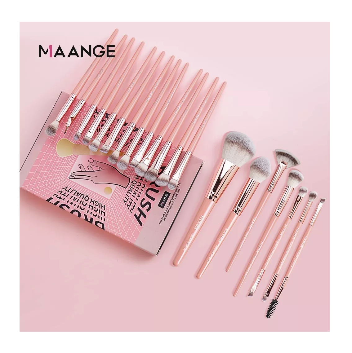 Foto 4 pulgar | Brochas de Maquillaje Kit 20 Pcs Profesional Rosa