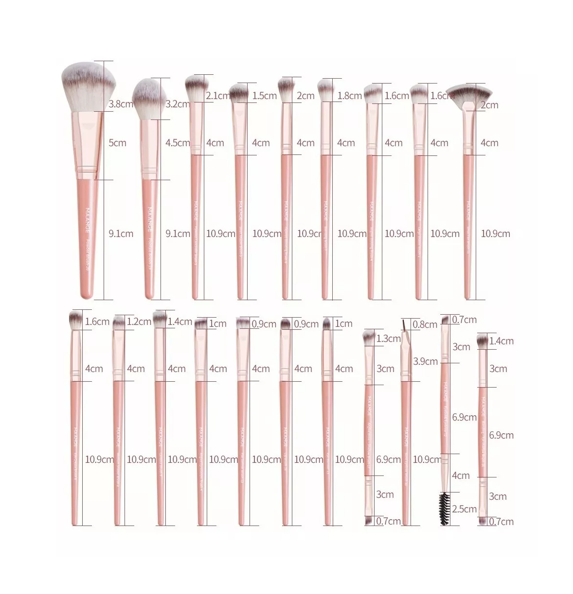 Foto 5 pulgar | Brochas de Maquillaje Kit 20 Pcs Profesional Rosa