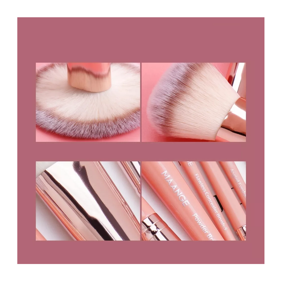 Foto 6 pulgar | Brochas de Maquillaje Kit 20 Pcs Profesional Rosa