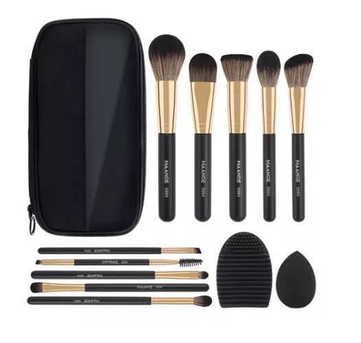 Brochas de Maquillaje Profesional Wünd 10 Piezas con Estuche y Esponjas