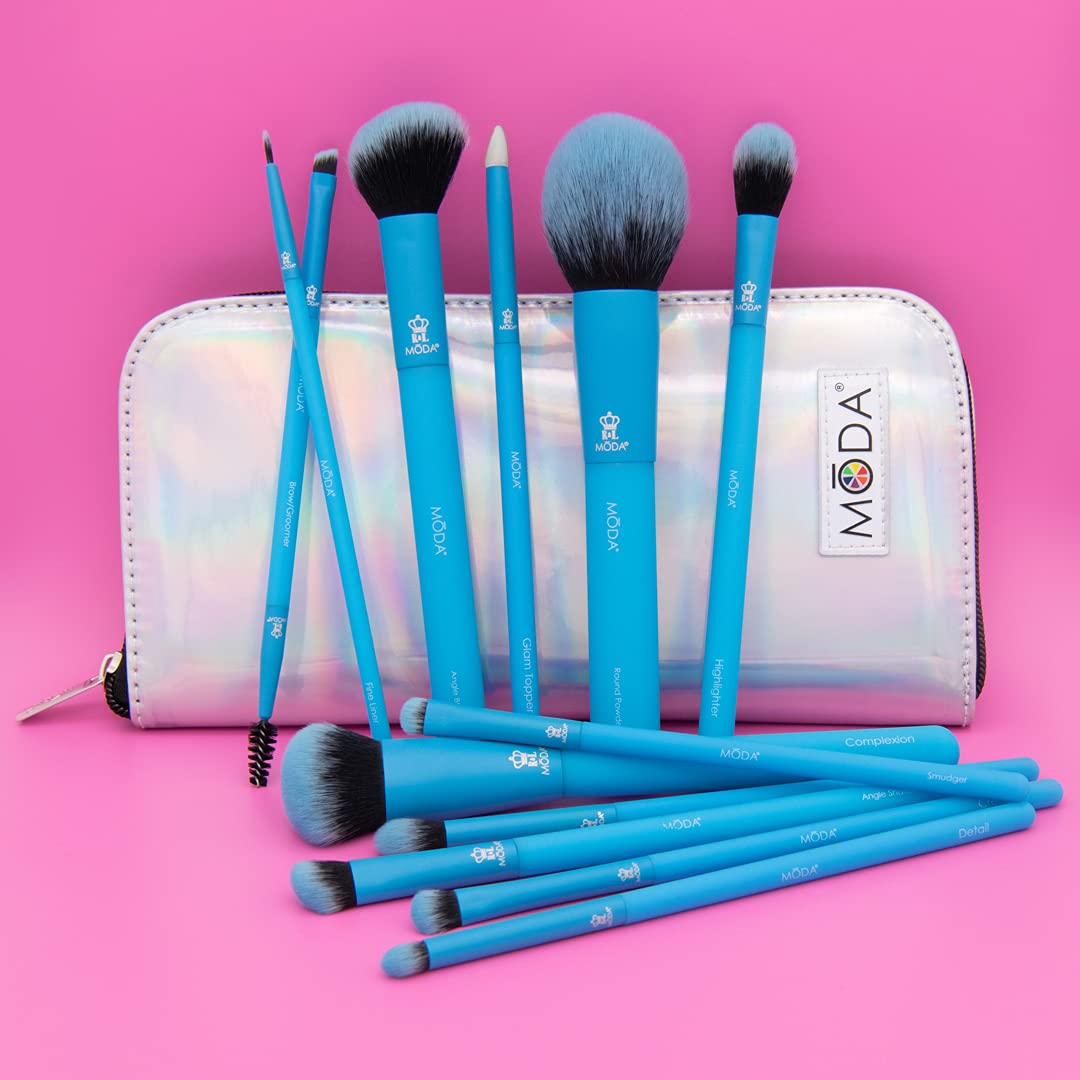 Foto 5 | Set De Brochas De Maquillaje Moda Totally Electric De 13 Piezas Con Funda Con Cierre - Venta Internacional.