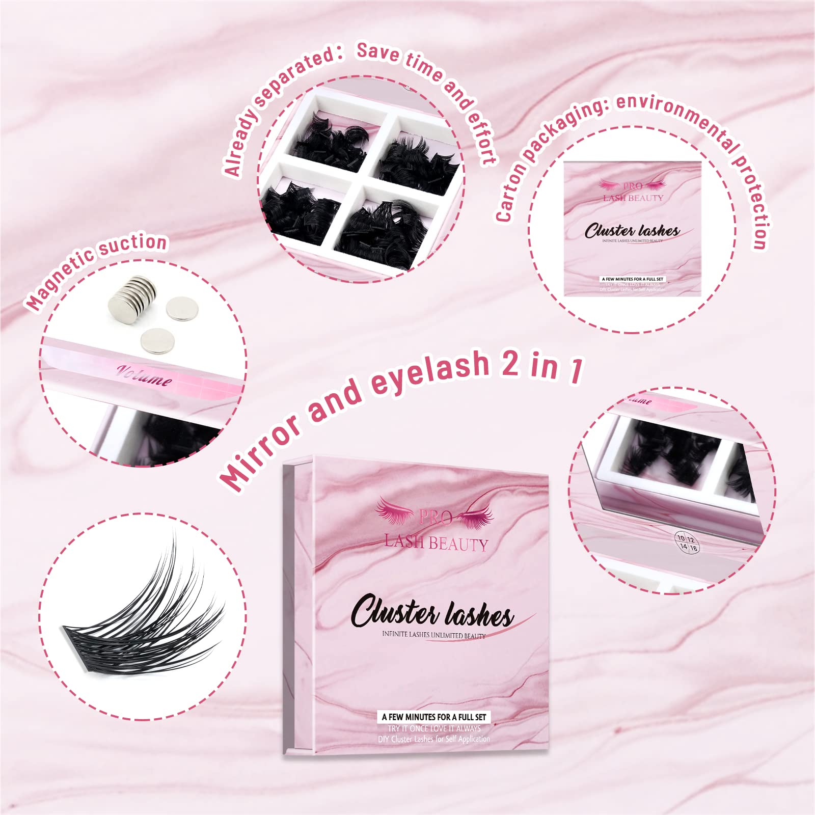 Foto 5 pulgar | Extensión De Pestañas Cluster Lashes Pro Lashbeauty 180 Unidades - Venta Internacional.