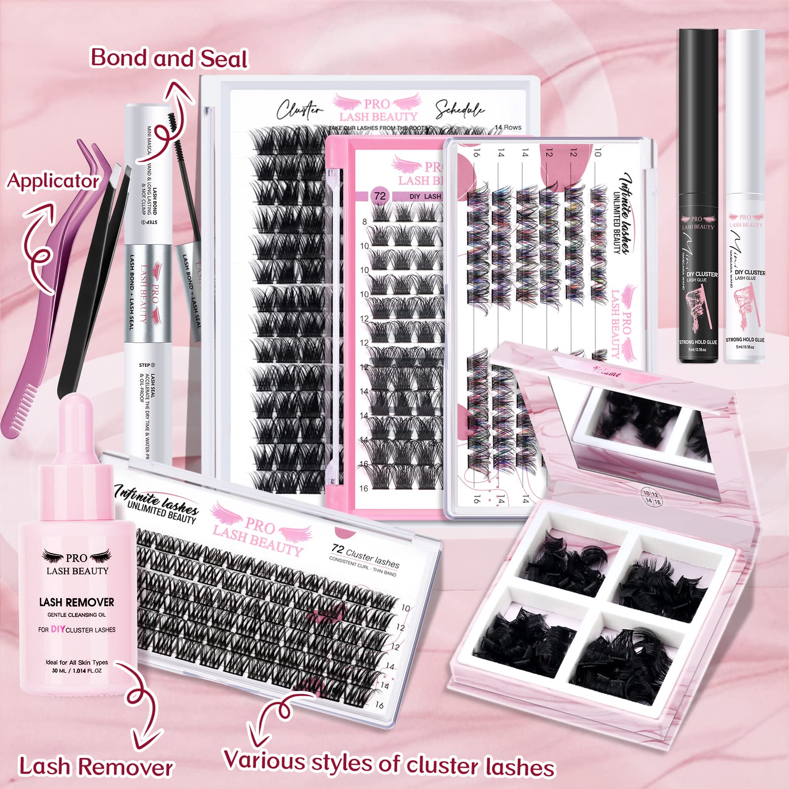 Foto 7 | Extensión De Pestañas Cluster Lashes Pro Lashbeauty 180 Unidades - Venta Internacional.