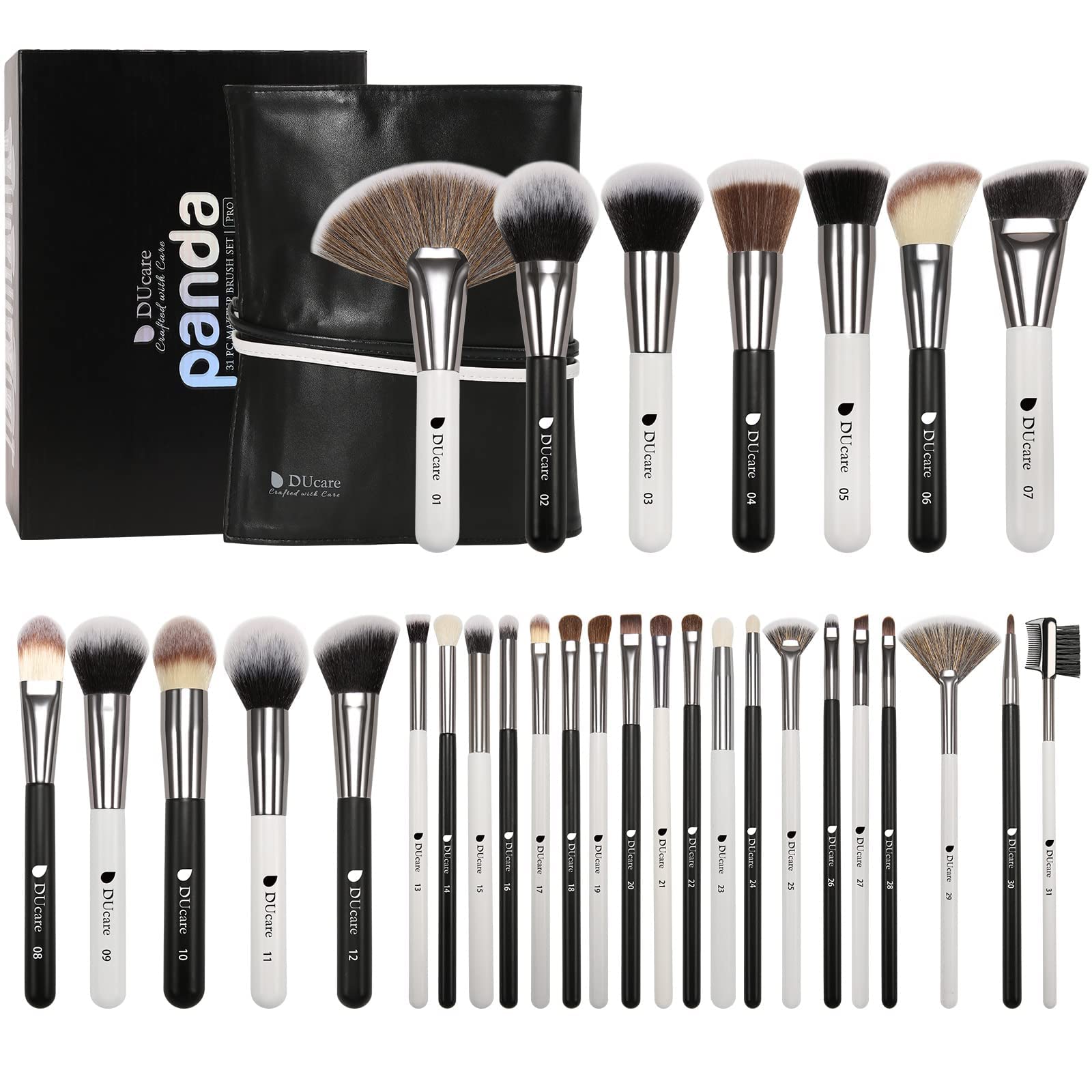 Juego De Brochas De Maquillaje Ducare Panda Series, 31 Piezas, Con Funda De Piel - Venta Internacional.