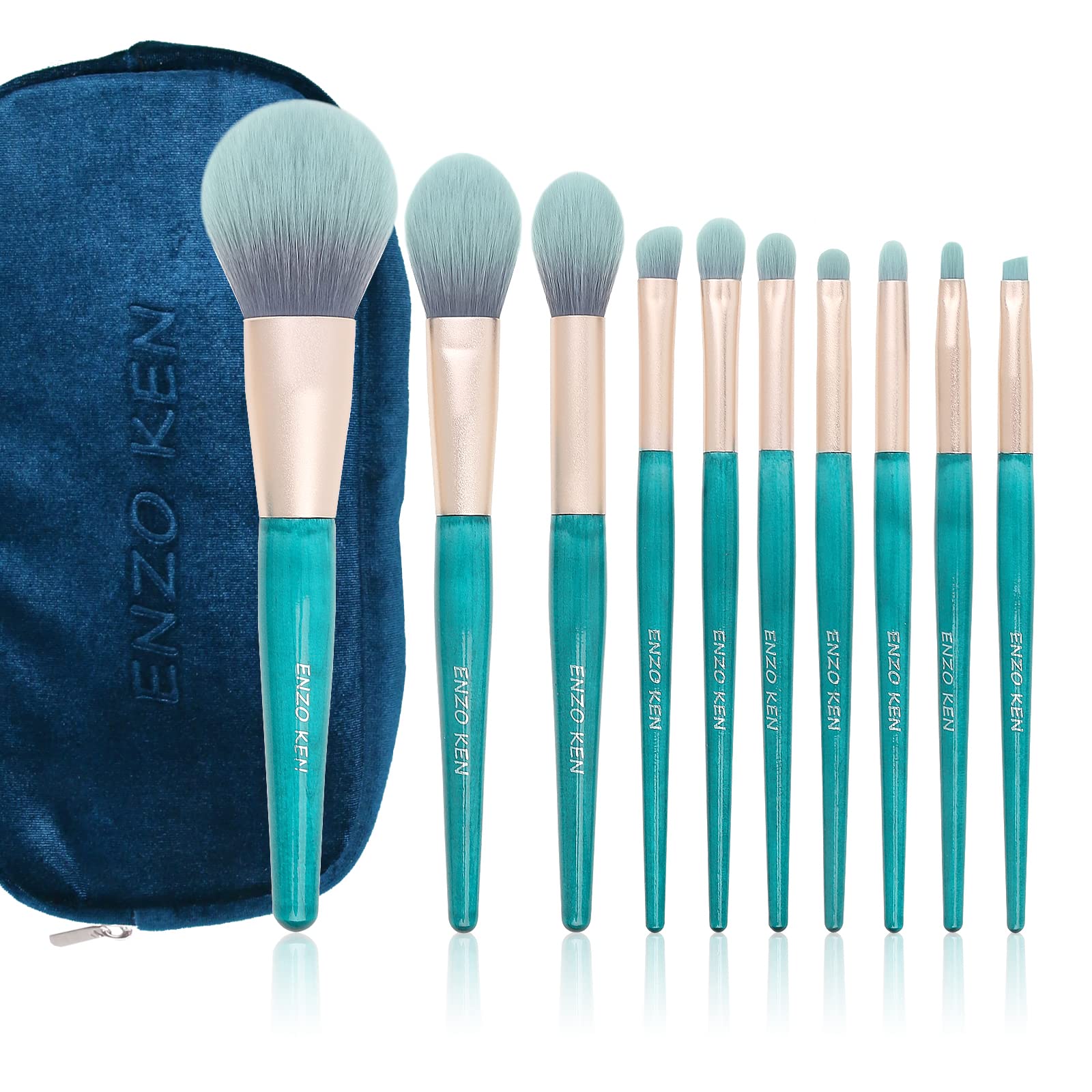 Foto 2 pulgar | Set de Brochas de Maquillaje Enzo Ken Blue con Funda Vegan Professional - Venta Internacional