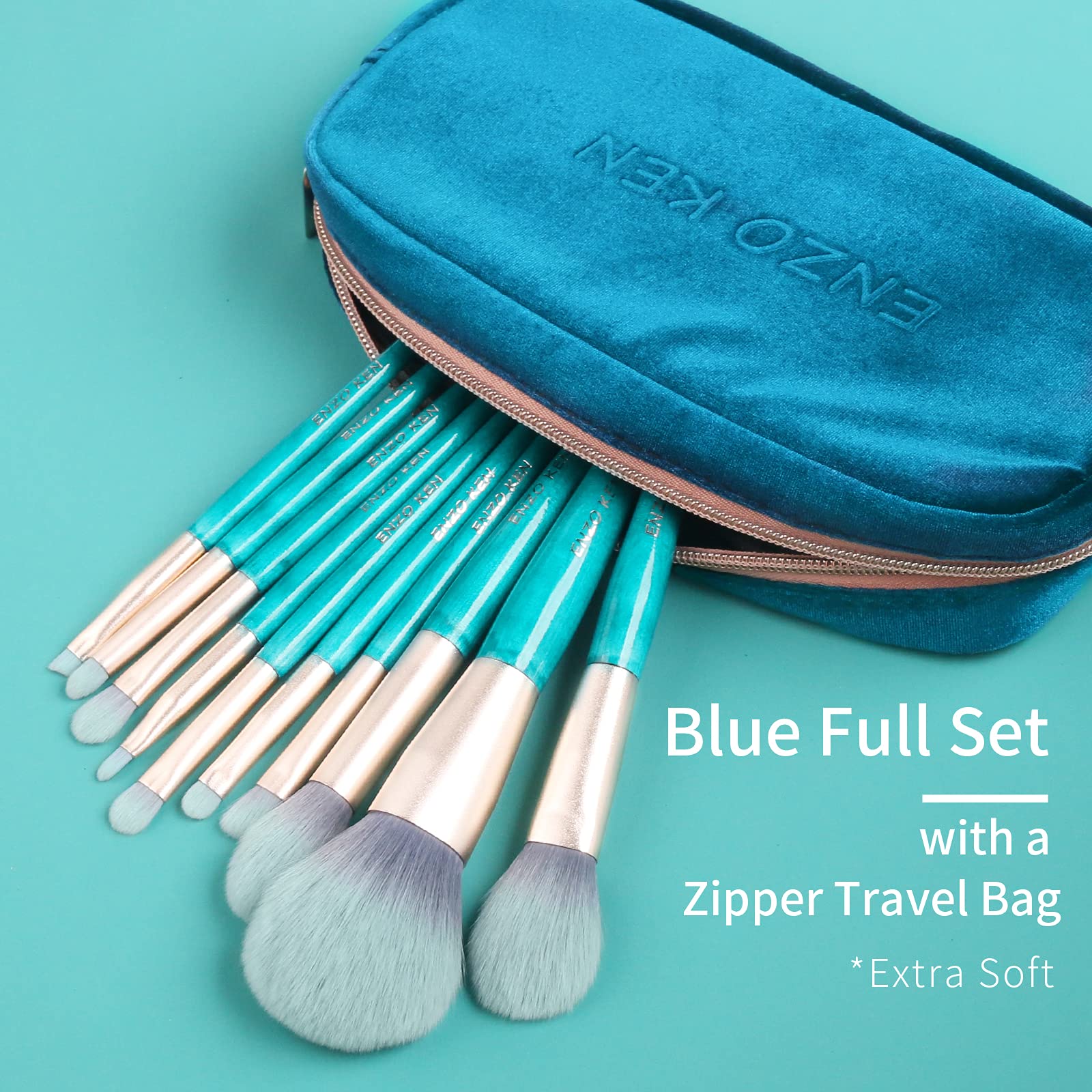 Foto 2 | Set de Brochas de Maquillaje Enzo Ken Blue con Funda Vegan Professional - Venta Internacional