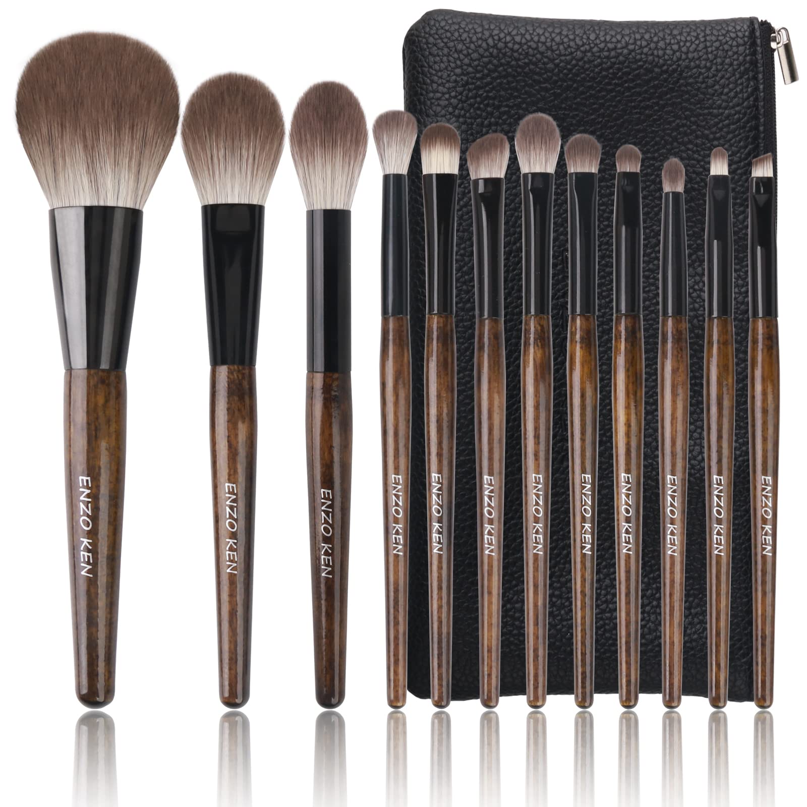 Set de Brochas de Maquillaje con Funda de Nogal - Venta Internacional