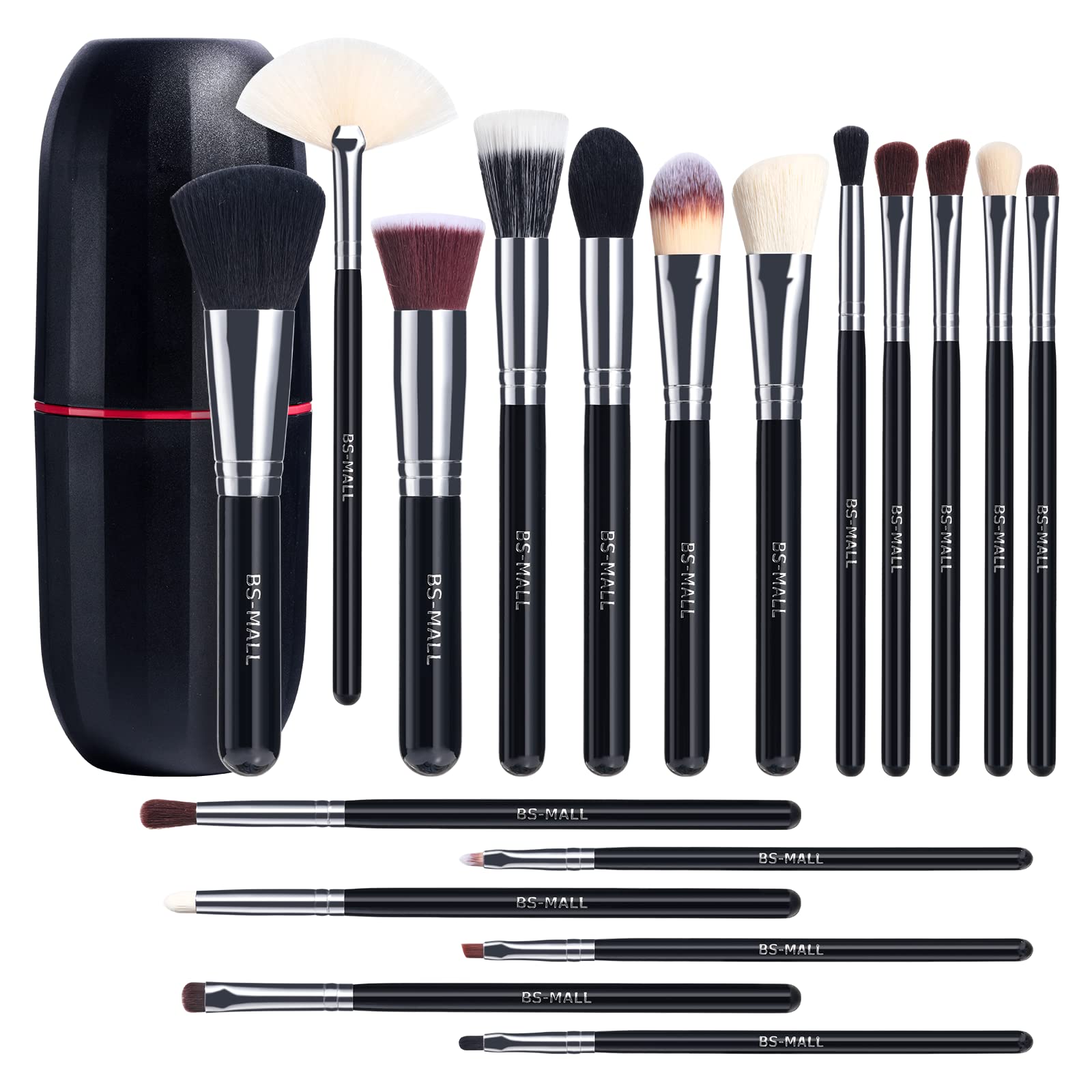 Set De Brochas De Maquillaje Bs-mall Premium Sintéticas, 18 Piezas Con Funda - Venta Internacional.