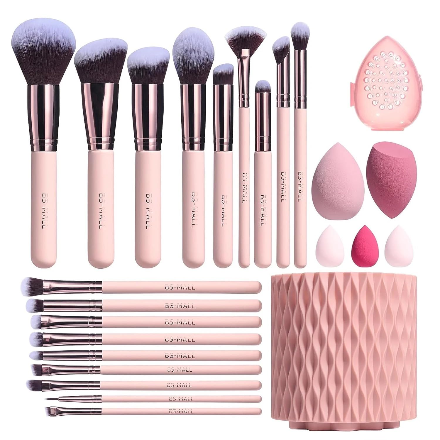 Set De Brochas De Maquillaje Bs-mall Premium Sintéticas, 18 Piezas Con Funda - Venta Internacional.