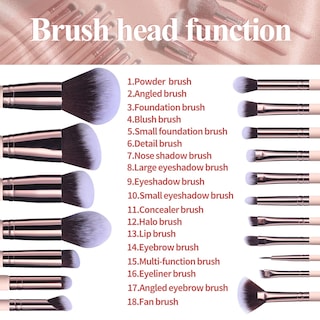 Foto 3 | Set De Brochas De Maquillaje Bs-mall Premium Sintéticas, 18 Piezas Con Funda - Venta Internacional.