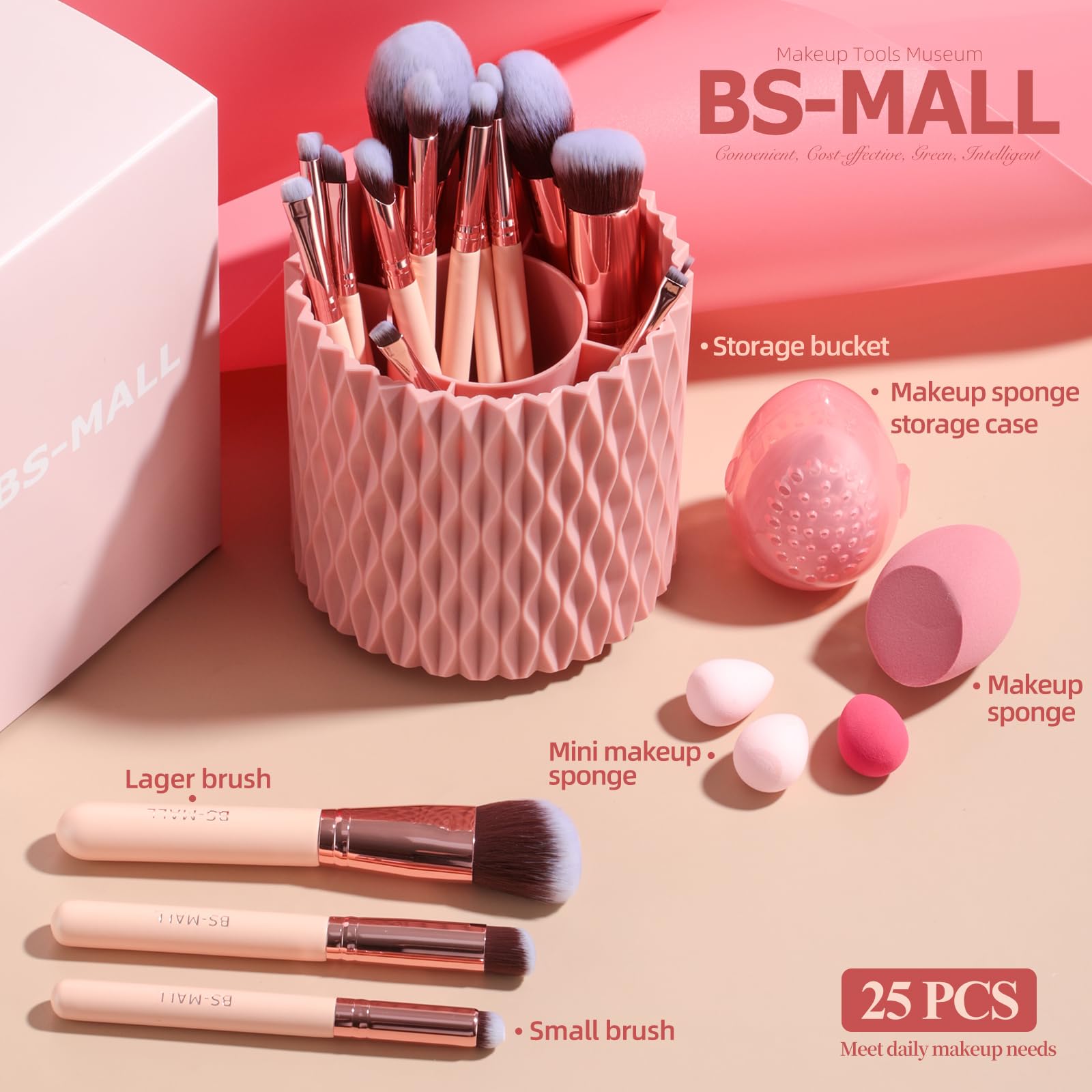 Foto 5 | Set De Brochas De Maquillaje Bs-mall Premium Sintéticas, 18 Piezas Con Funda - Venta Internacional.