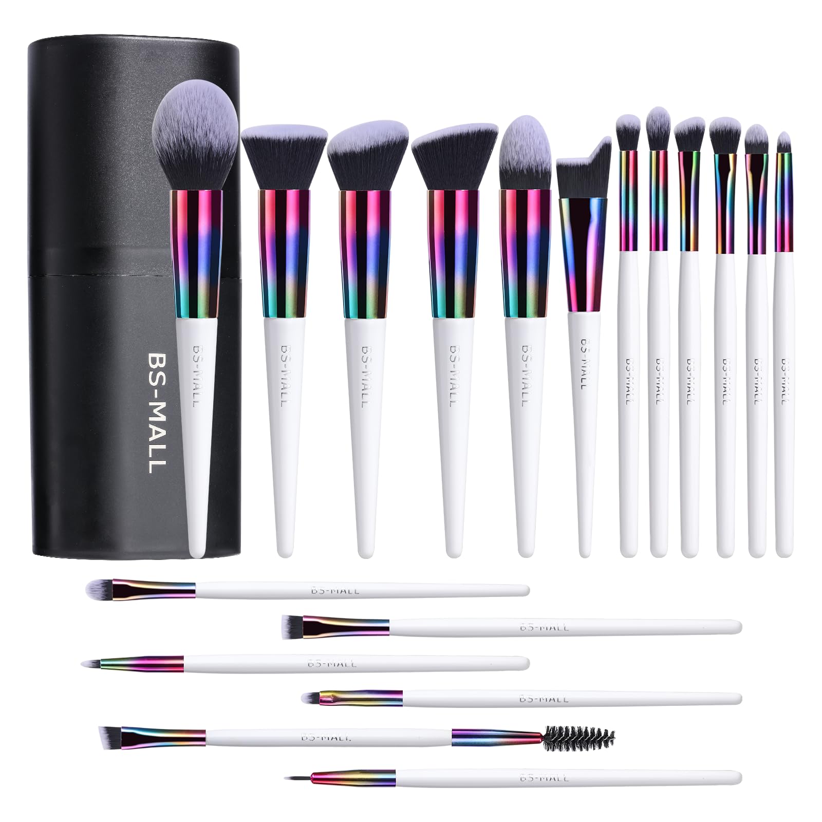 Set De Brochas De Maquillaje Bs-mall Premium Sintéticas, 18 Piezas Con Funda - Venta Internacional.