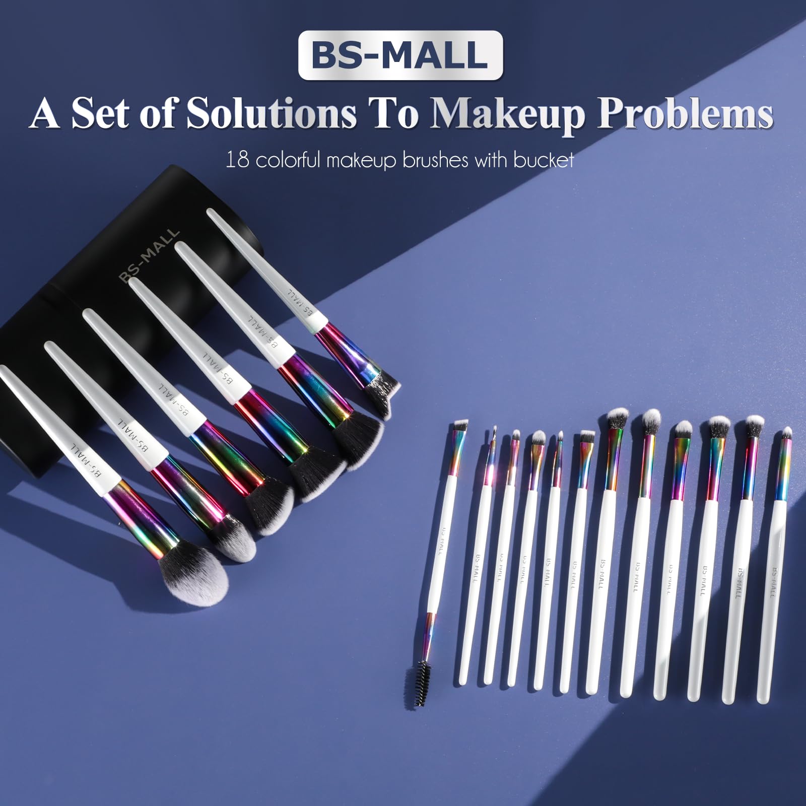 Foto 6 | Set De Brochas De Maquillaje Bs-mall Premium Sintéticas, 18 Piezas Con Funda - Venta Internacional.