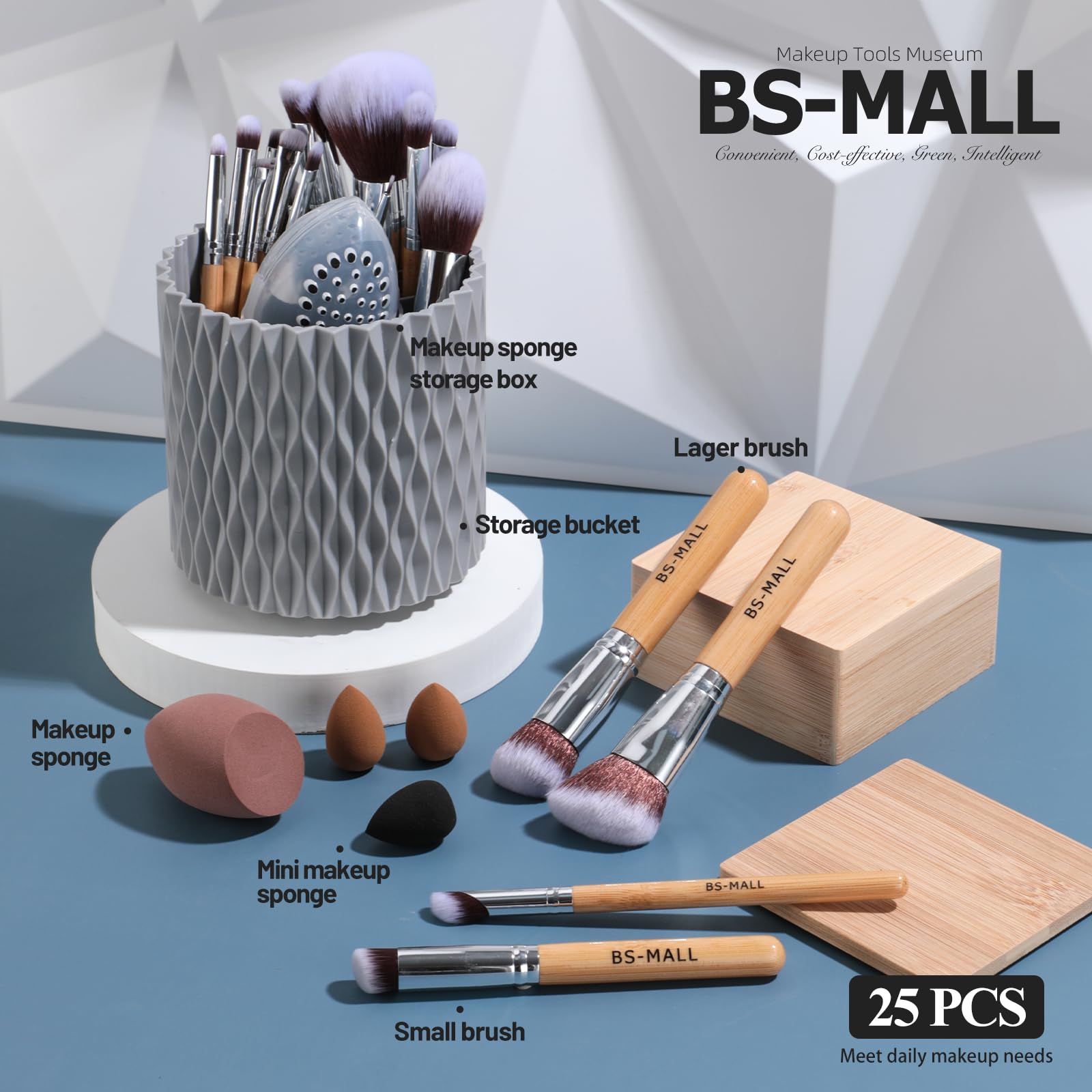 Foto 5 | Set De Brochas De Maquillaje Bs-mall Bamboo Synthetic, 18 Unidades Con Soporte - Venta Internacional.