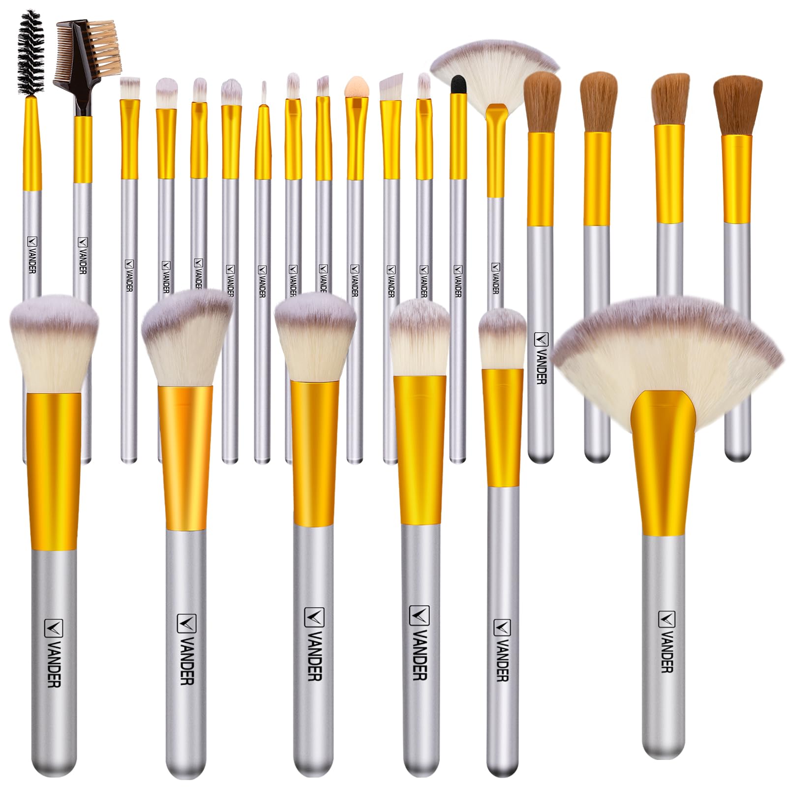 Juego De Brochas De Maquillaje Vander, 24 Piezas, Sintéticas De Primera Calidad Con Bolsa - Venta Internacional. $525