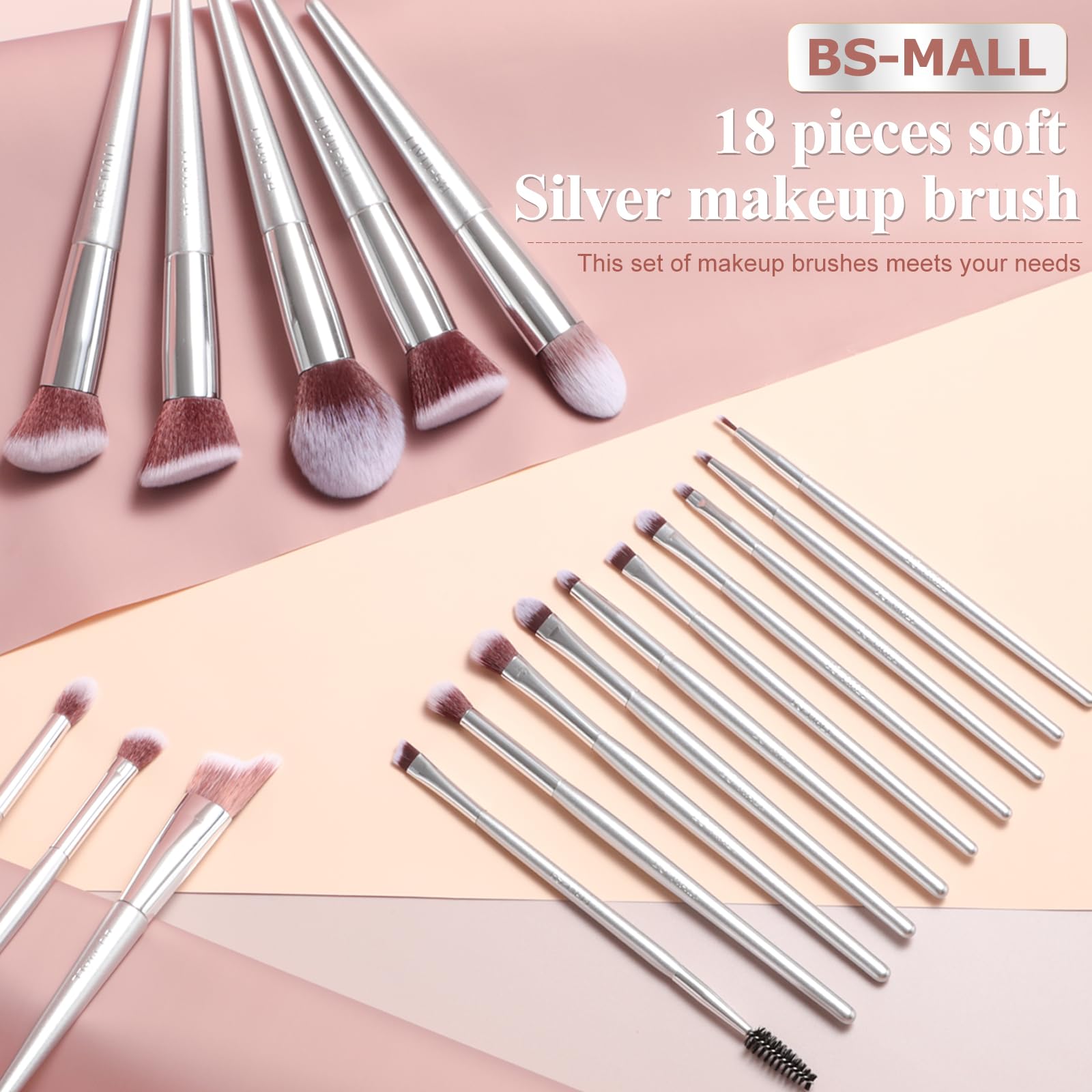 Foto 6 pulgar | Set De Brochas De Maquillaje Bs-mall, 18 Unidades, Fibra Sintética De Primera Calidad - Venta Internacional.