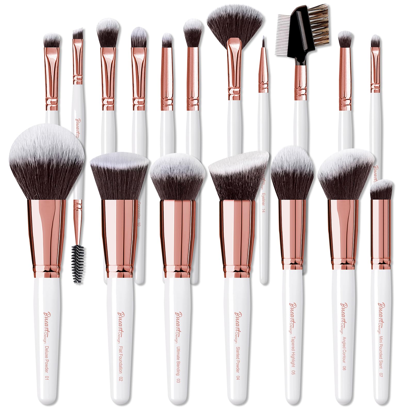 Set De Brochas De Maquillaje Bueart Design Ultra Soft, 18 Piezas, Mango De Madera - Venta Internacional.