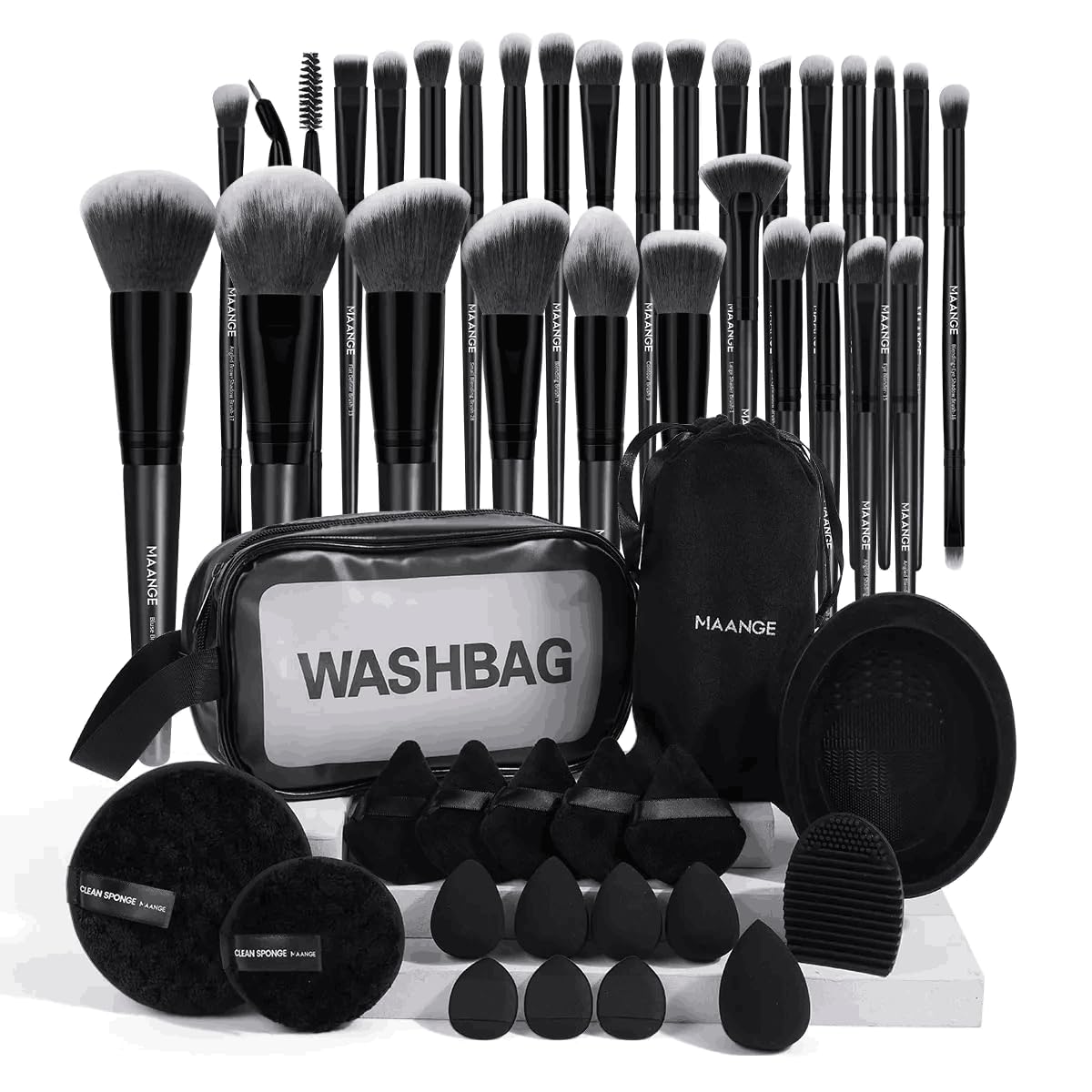 Brochas De Maquillaje Maange, 49 Unidades, Kit De Maquillaje Con Bolsa Y Batidora - Venta Internacional. $1,204