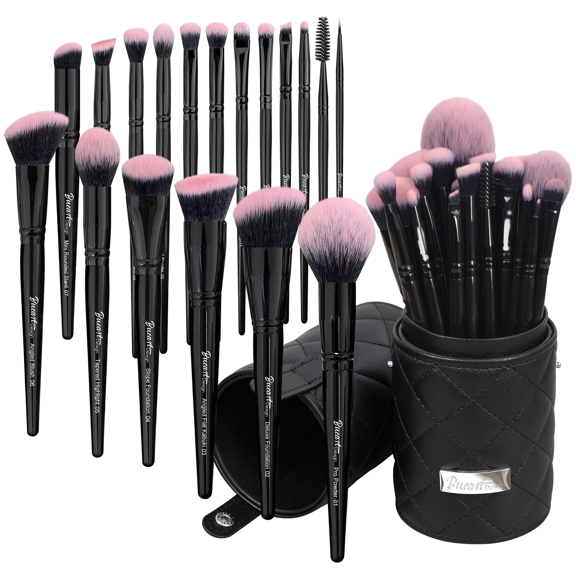 Set De Brochas De Maquillaje Bueart Design Pro Deluxe De 18 Piezas Con Soporte - Venta Internacional.