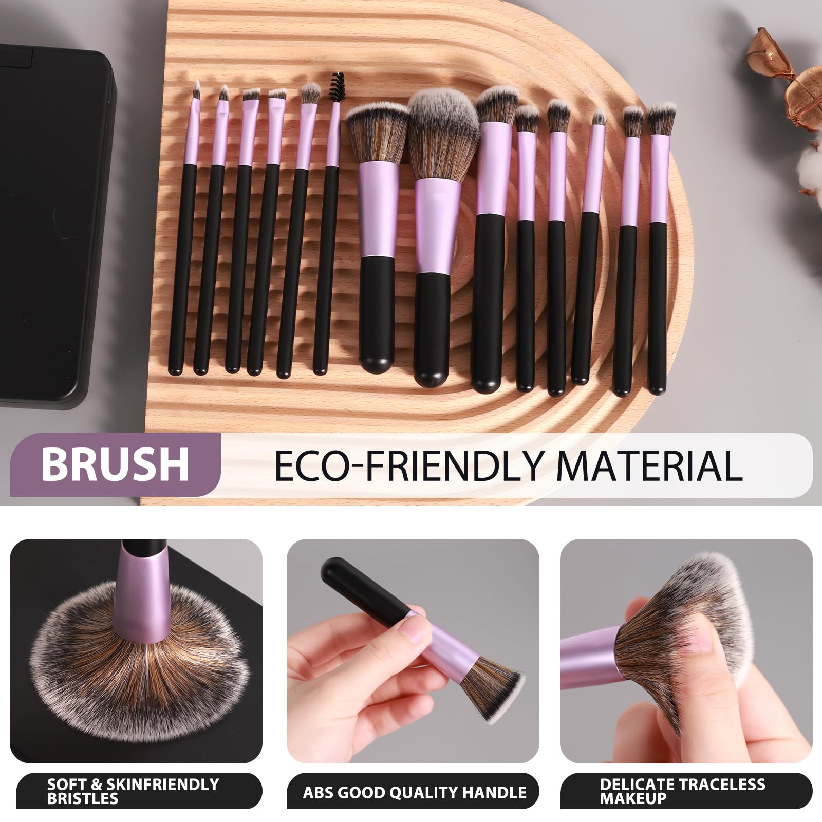 Foto 5 | Juego De Brochas De Maquillaje Kpx Professional Con Espejo Led, 14 Piezas, Color Morado - Venta Internacional.