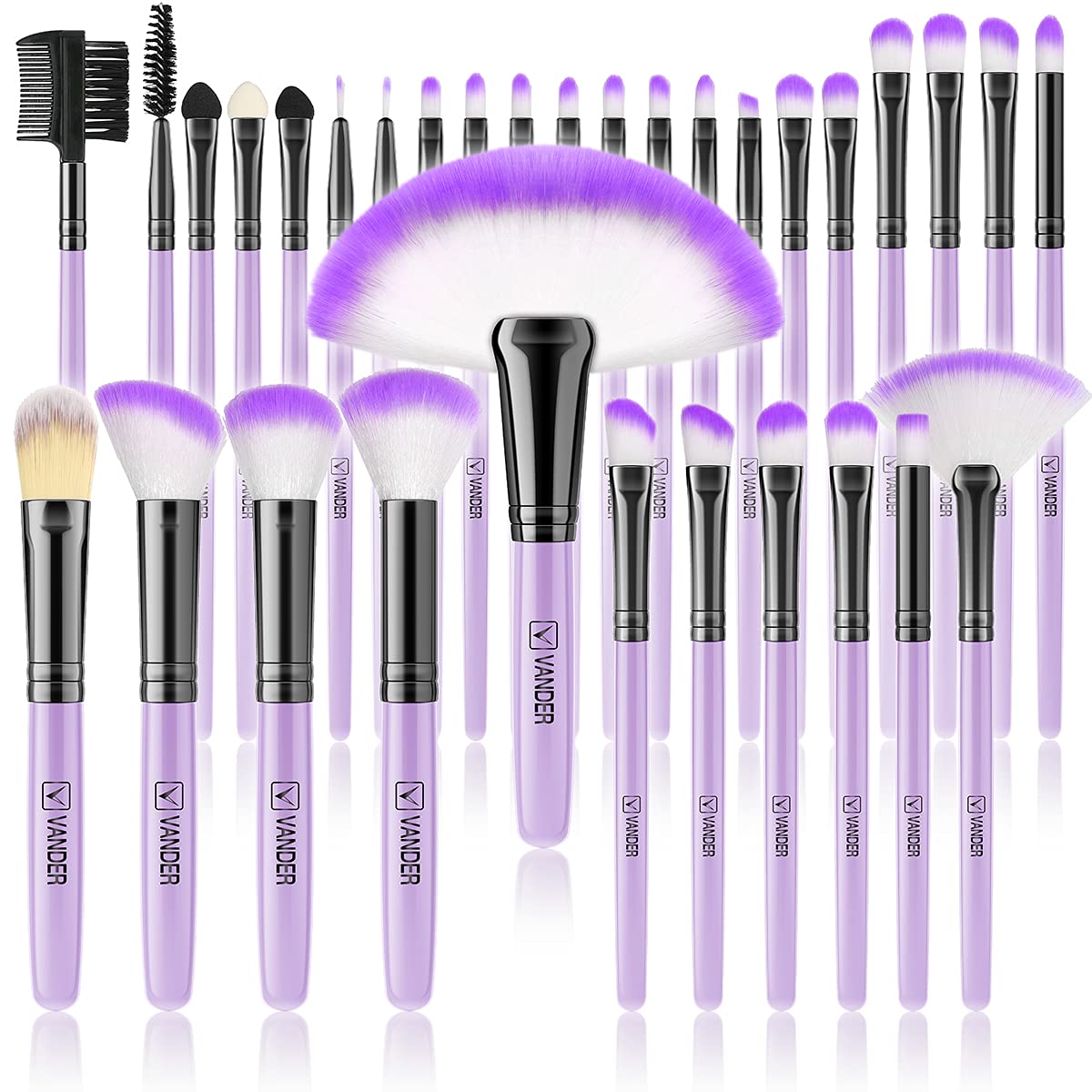 Foto 2 pulgar | Set De Brochas De Maquillaje Vander Professional, 32 Unidades, Con Bolsa, Color Morado - Venta Internacional.