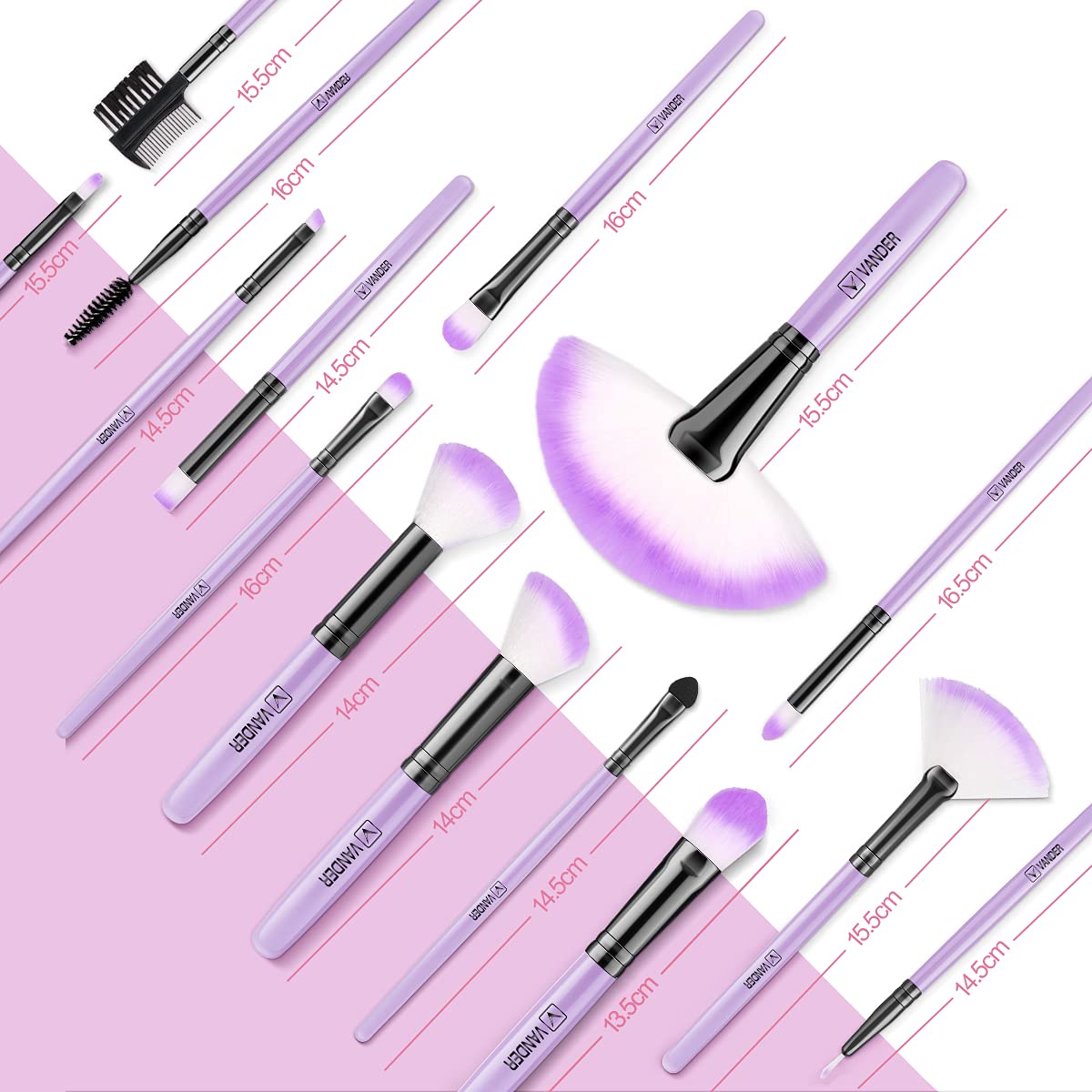 Foto 5 | Set De Brochas De Maquillaje Vander Professional, 32 Unidades, Con Bolsa, Color Morado - Venta Internacional.