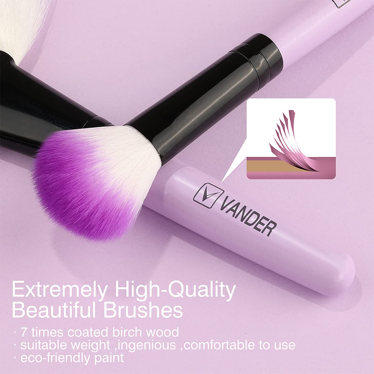 Foto 6 | Set De Brochas De Maquillaje Vander Professional, 32 Unidades, Con Bolsa, Color Morado - Venta Internacional.