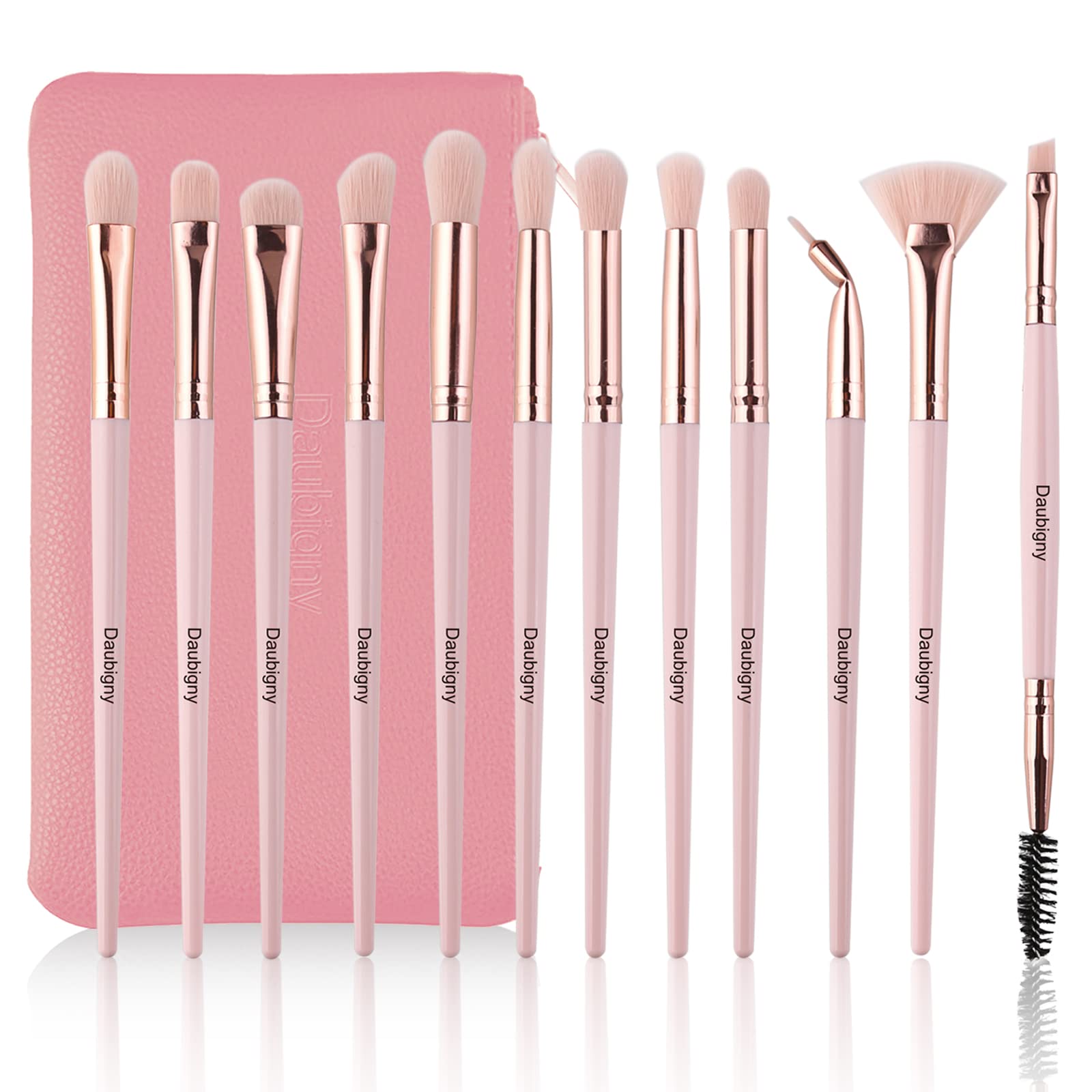 Set De Brochas De Maquillaje Daubigny, 12 Unidades, Sombra De Ojos Con Bolsa, Rosa - Venta Internacional.