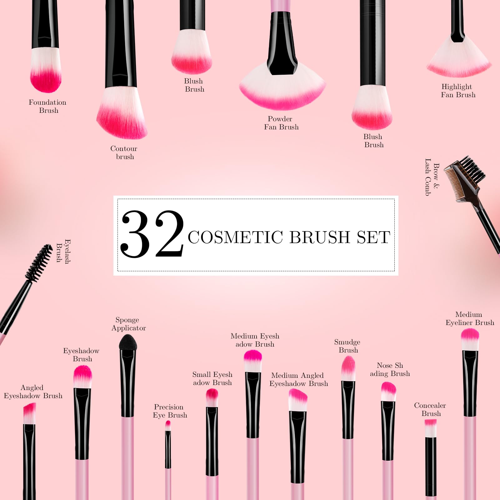 Foto 2 | Set De Brochas De Maquillaje Vander, 32 Piezas, Sintéticas Profesionales - Venta Internacional.