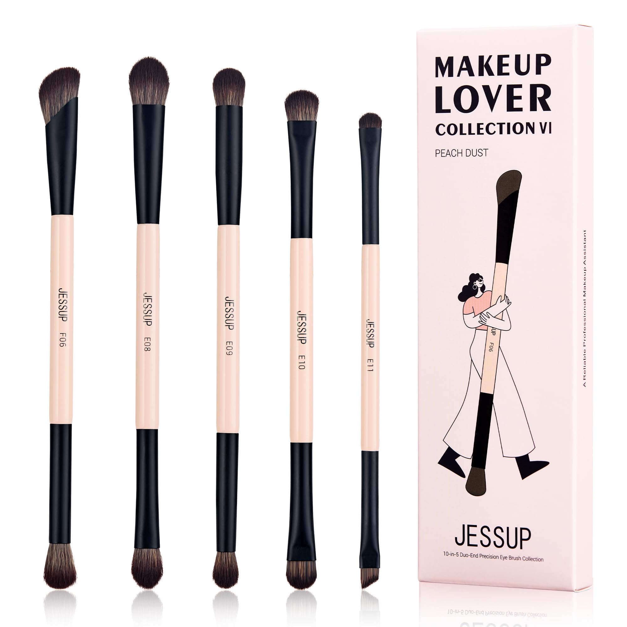 Brochas De Maquillaje Jessup T509, 5 Unidades, Fibra Vegana De Doble Punta - Venta Internacional. $770