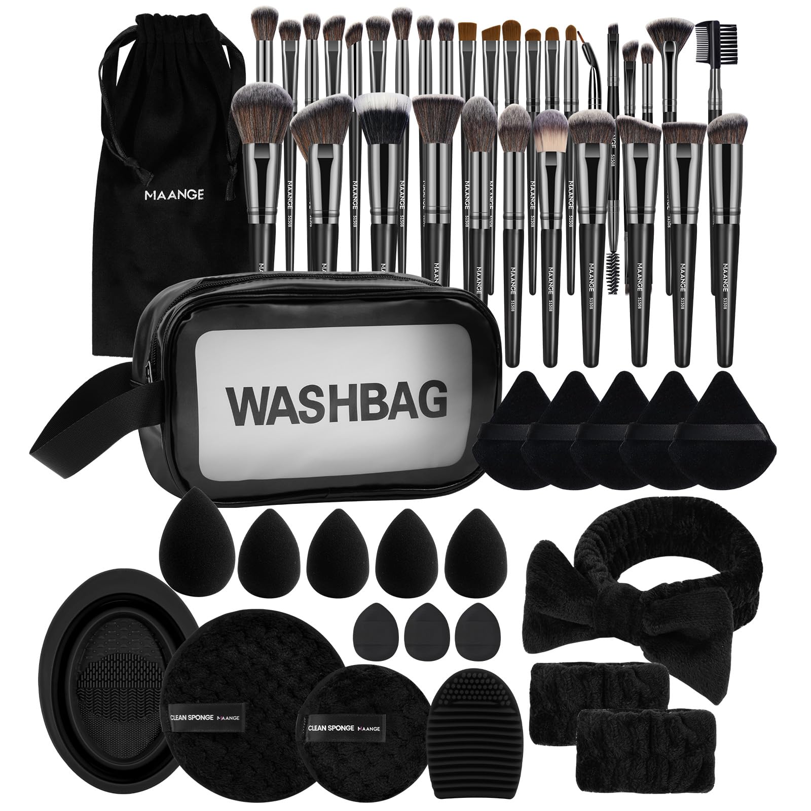 Set De Brochas De Maquillaje Maange, 54 Piezas, Brochas Sintéticas Con Bolsa - Venta Internacional. $1,171