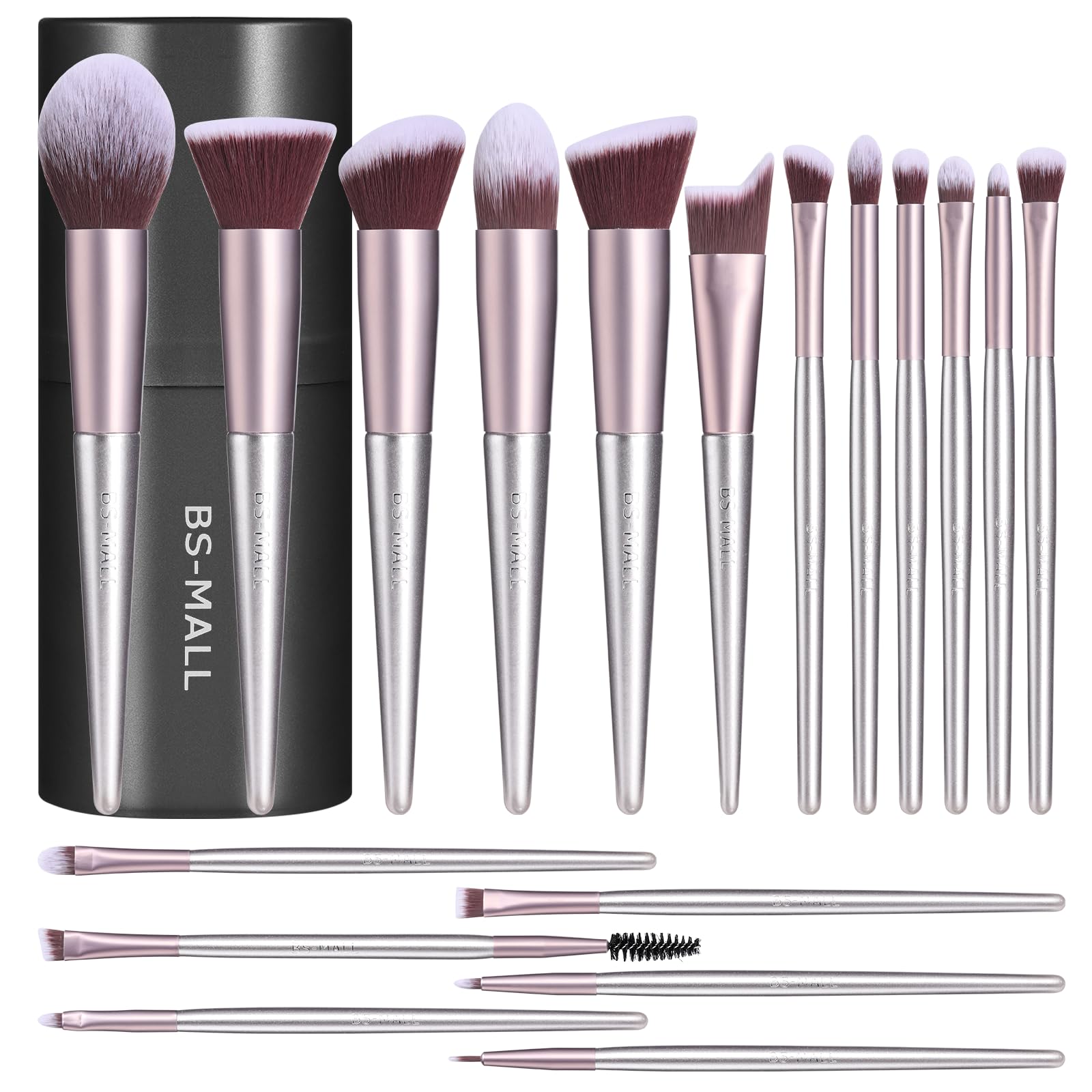 Set De Brochas De Maquillaje Bs-mall, 18 Unidades, Fibra Sintética De Primera Calidad - Venta Internacional.