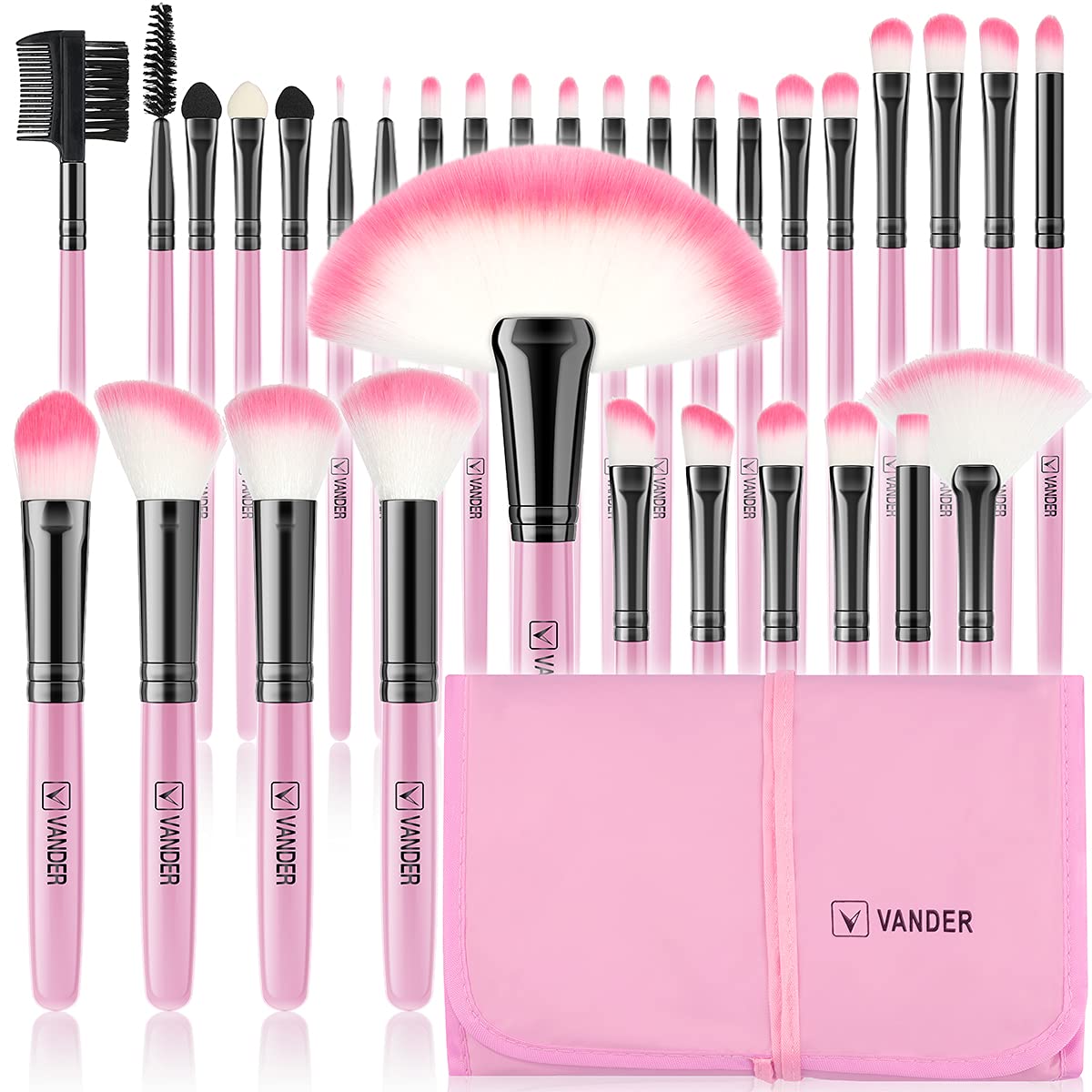 Set De Brochas De Maquillaje Vander, 32 Piezas, Fibra Sintética Profesional - Venta Internacional.