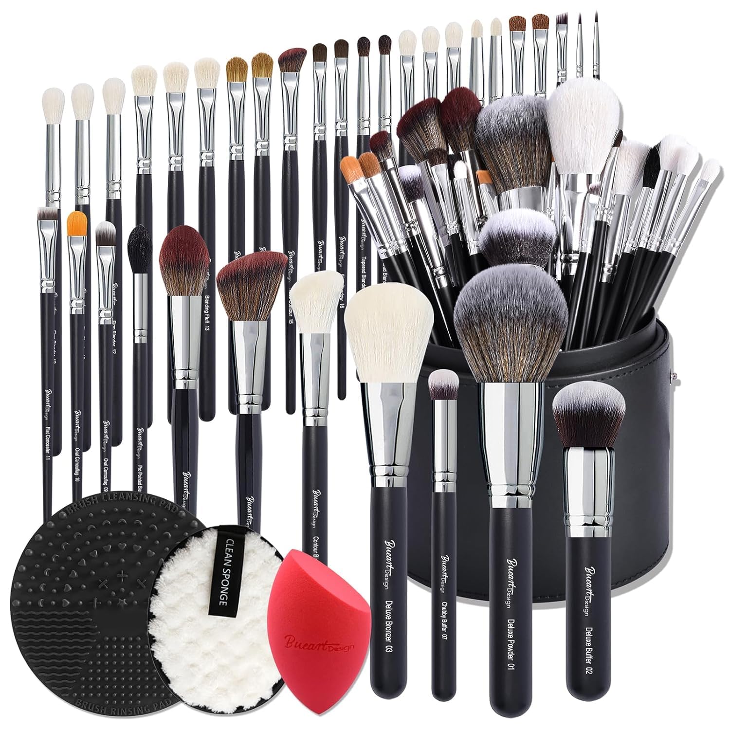 Set De Brochas De Maquillaje Bueart Design Pro, 34 Piezas, Con Soporte Y Funda - Venta Internacional.