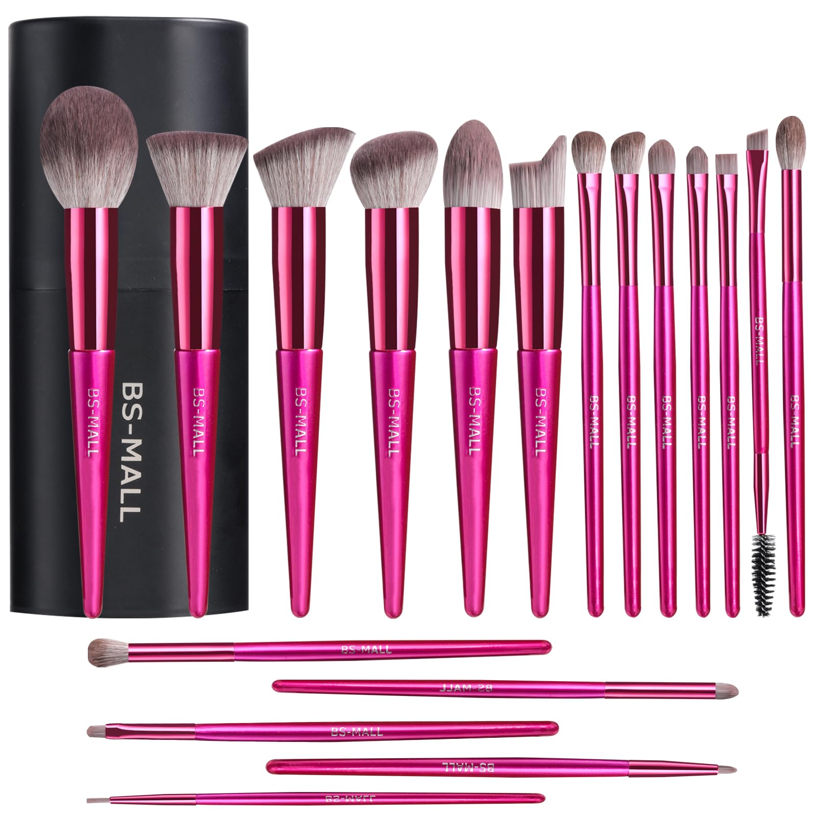 Set De Brochas De Maquillaje Bs-mall, 18 Unidades, Fibra Sintética De Primera Calidad - Venta Internacional.