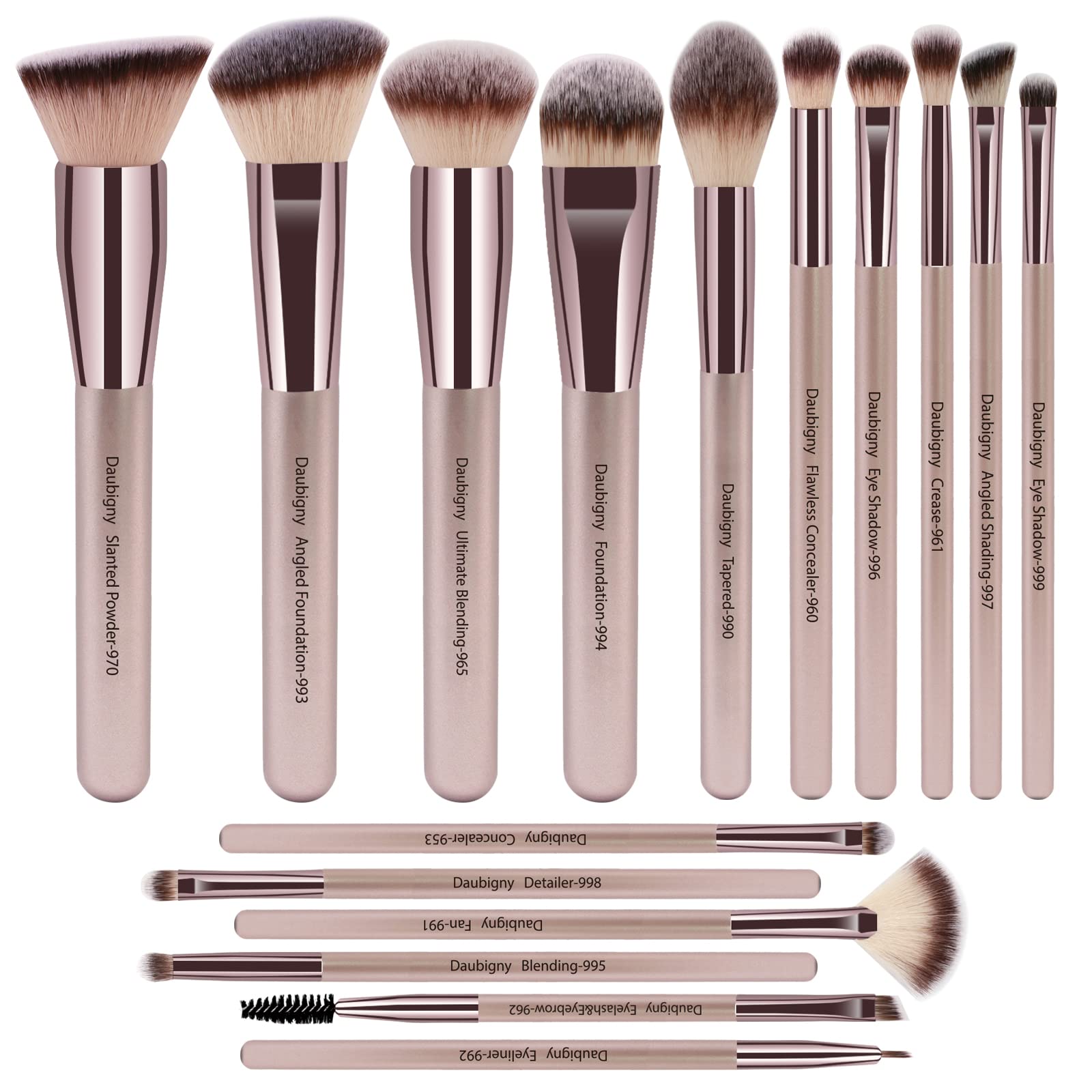 Set De Brochas De Maquillaje Daubigny, 16 Piezas, Sintéticas De Primera Calidad Con Funda - Venta Internacional.