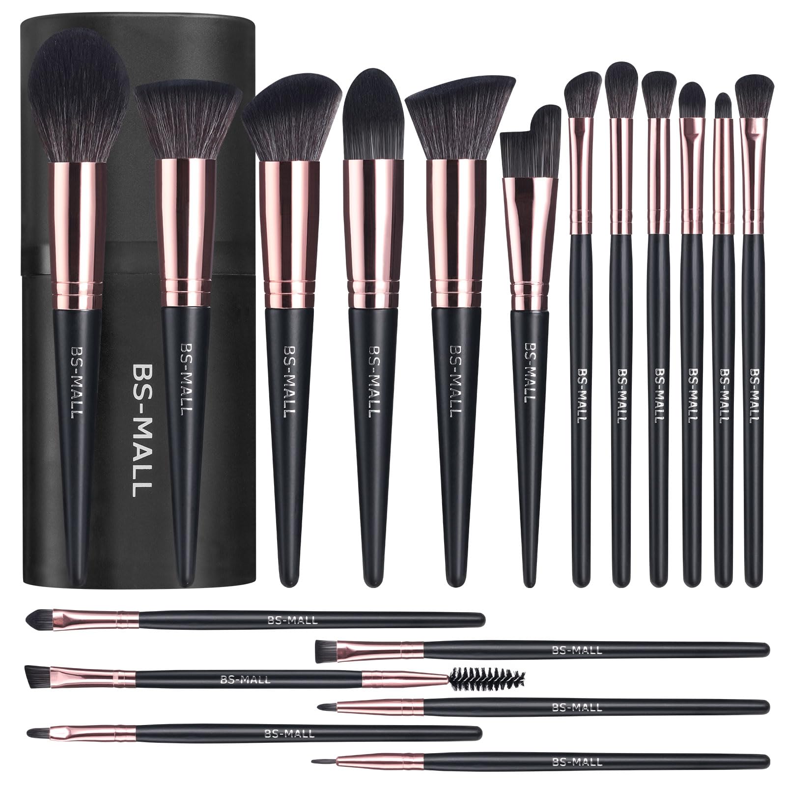 Set De Brochas De Maquillaje Bs-mall, 18 Unidades, Fibra Sintética De Primera Calidad - Venta Internacional.