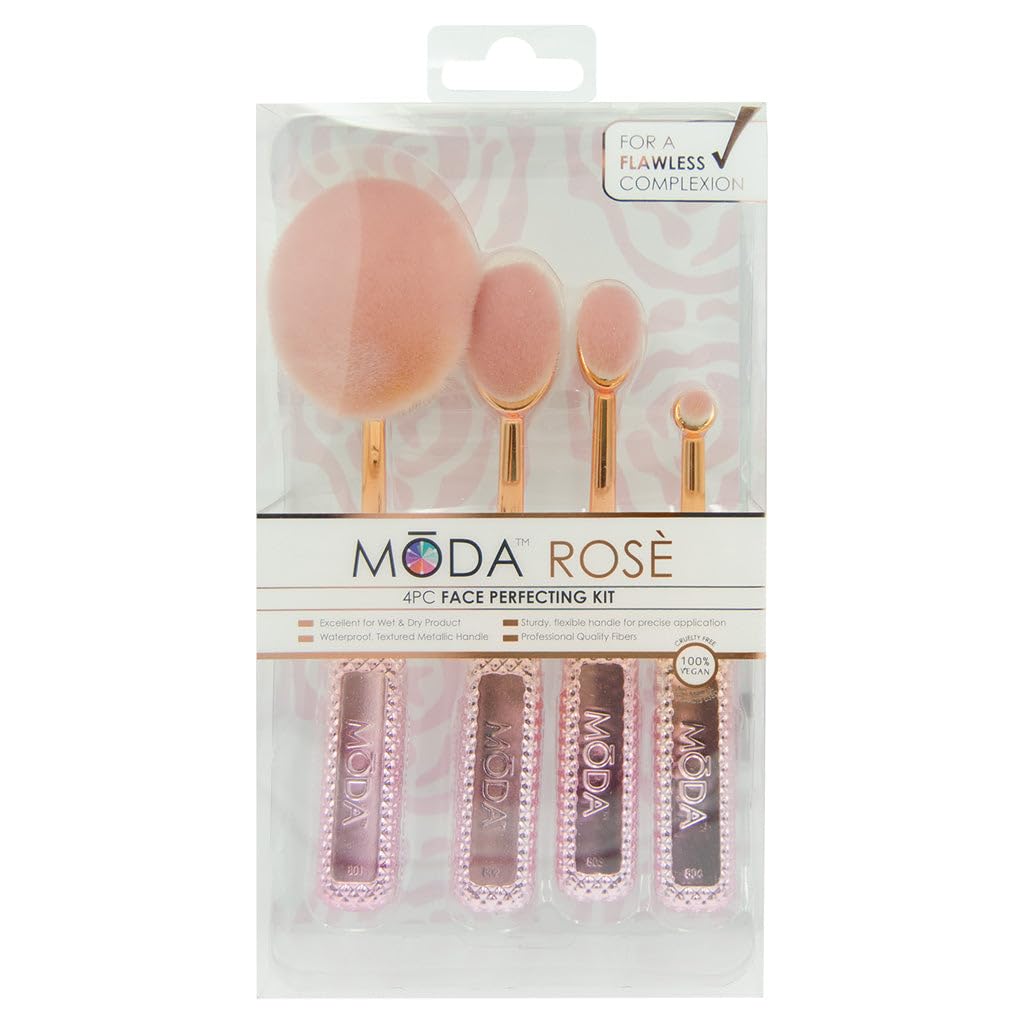 Foto 3 pulgar | Set De Brochas Moda Rose Cosmetic De 4 Piezas Para Perfeccionar El Maquillaje Facial - Venta Internacional.