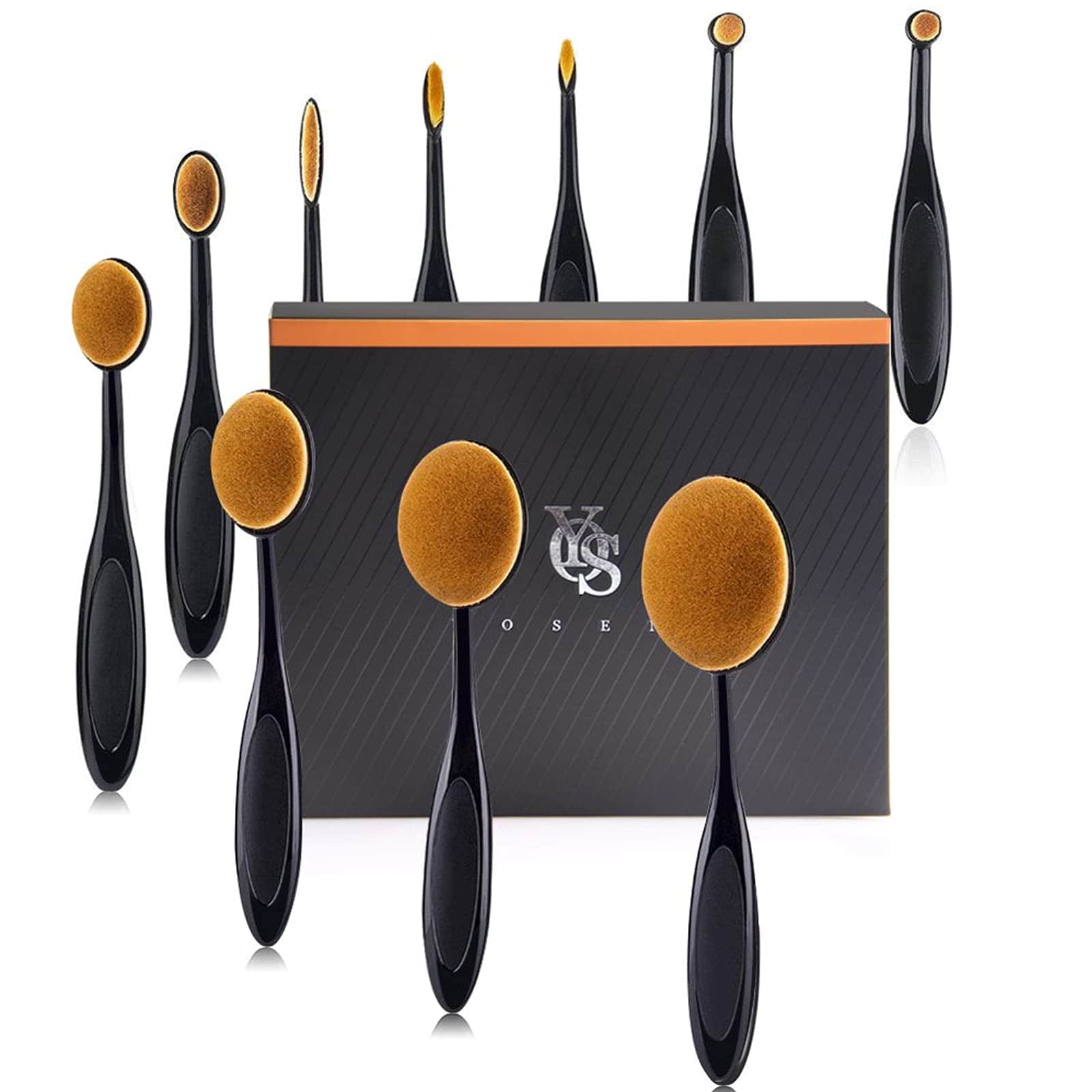 Set De Brochas De Maquillaje Yoseng Ovaladas, 10 Unidades, Profesionales, Con Caja - Venta Internacional. $600