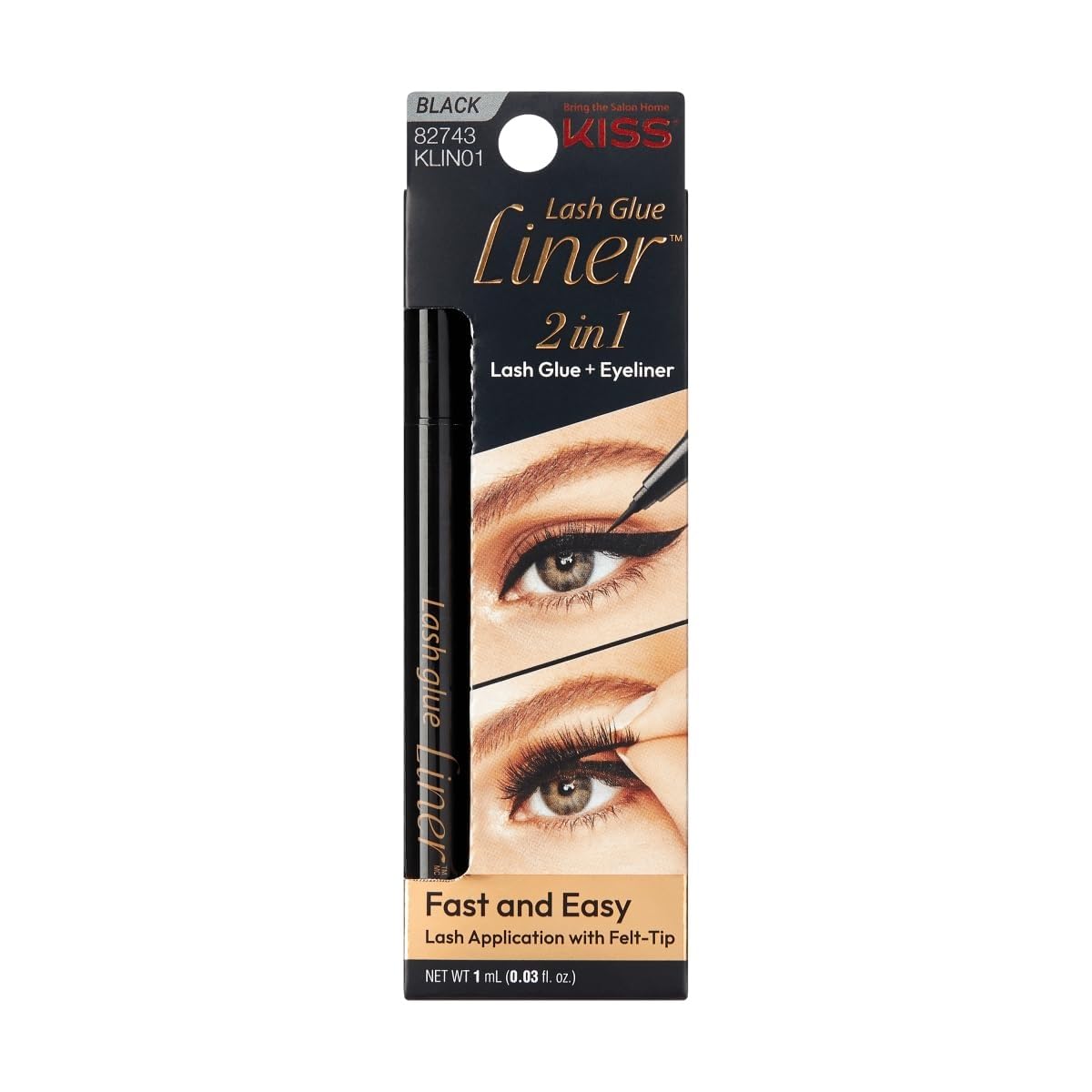 Foto 2 pulgar | Adhesivo Para Pestañas Y Delineador De Ojos Kiss Lash Glueliner Black - Venta Internacional.