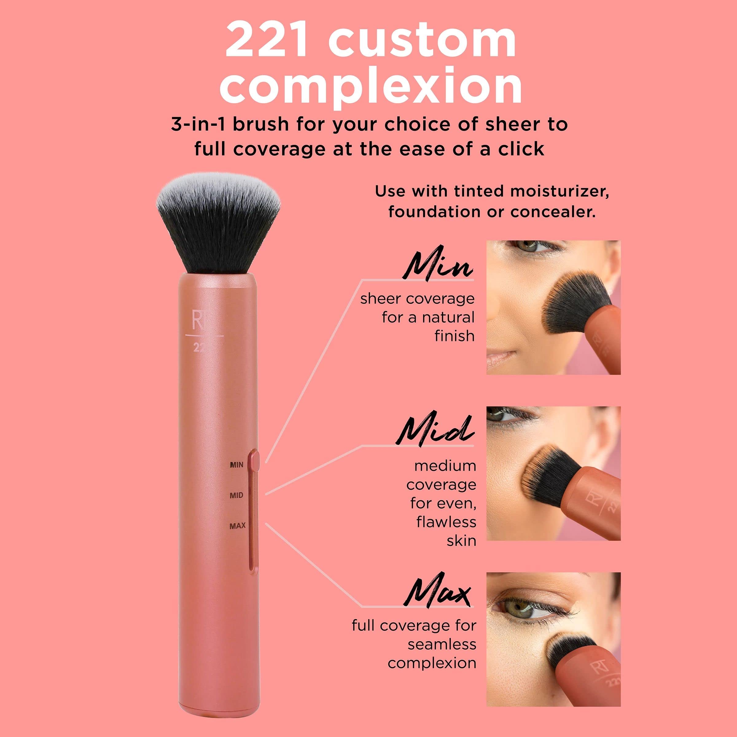 Foto 4 | Base De Maquillaje Personalizada Brush Real Techniques, 3 En 1 - Venta Internacional.