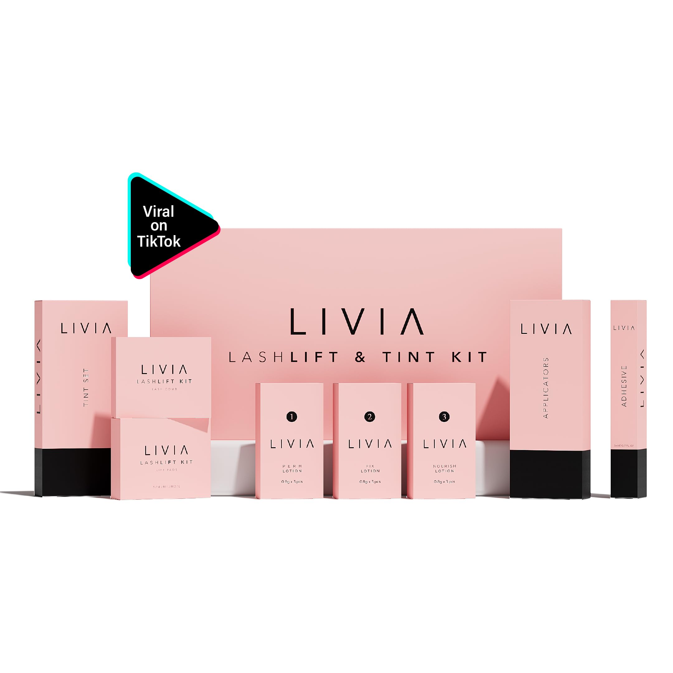 Kit De Estiramiento Y Coloración De Pestañas Livia, Calidad Salón, 8 Semanas De Duración - Venta Internacional.