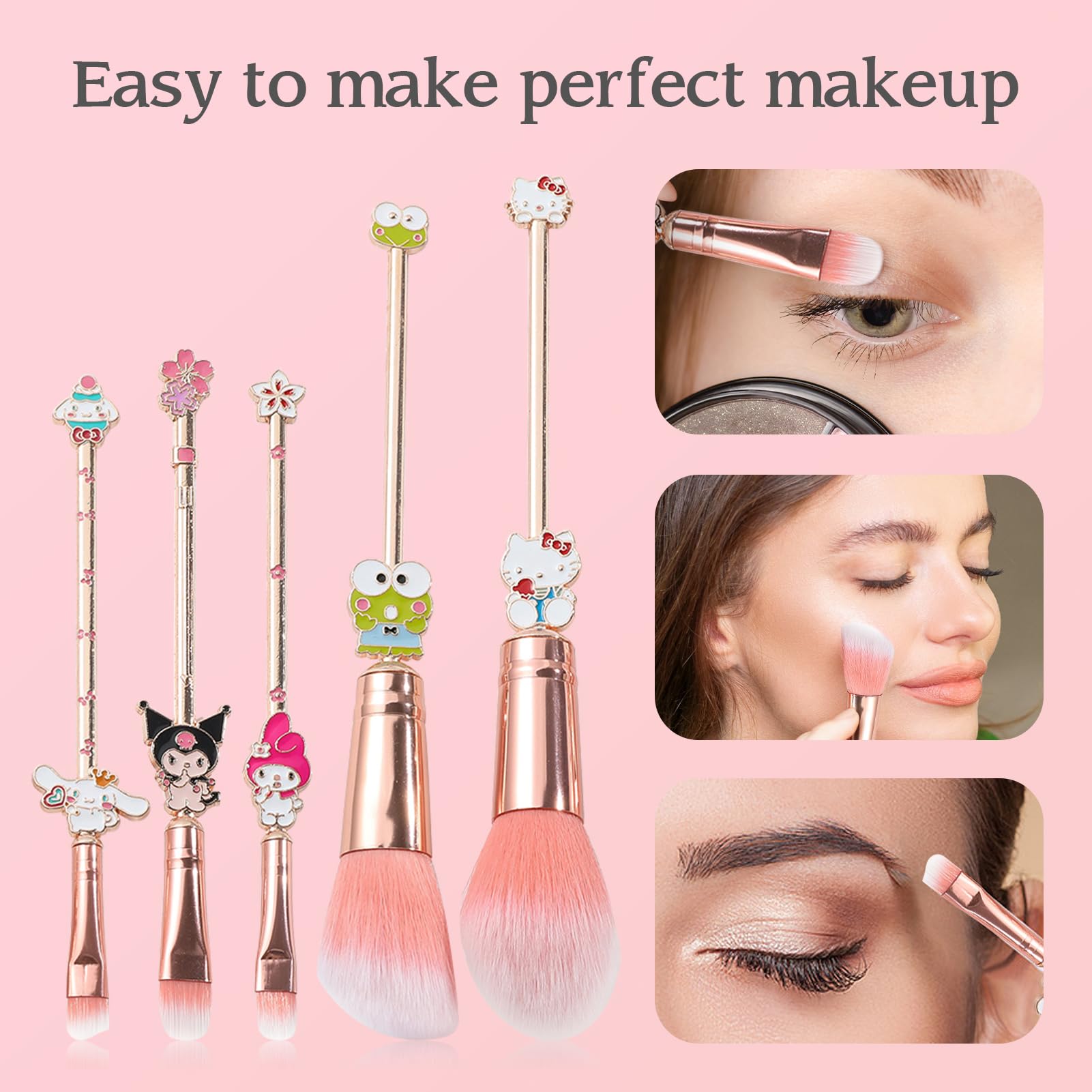 Foto 4 pulgar | Set De Brochas De Maquillaje Con Tema De Anime De Dibujos Animados De Wechip Con Bolsa De Almacenamiento - Venta