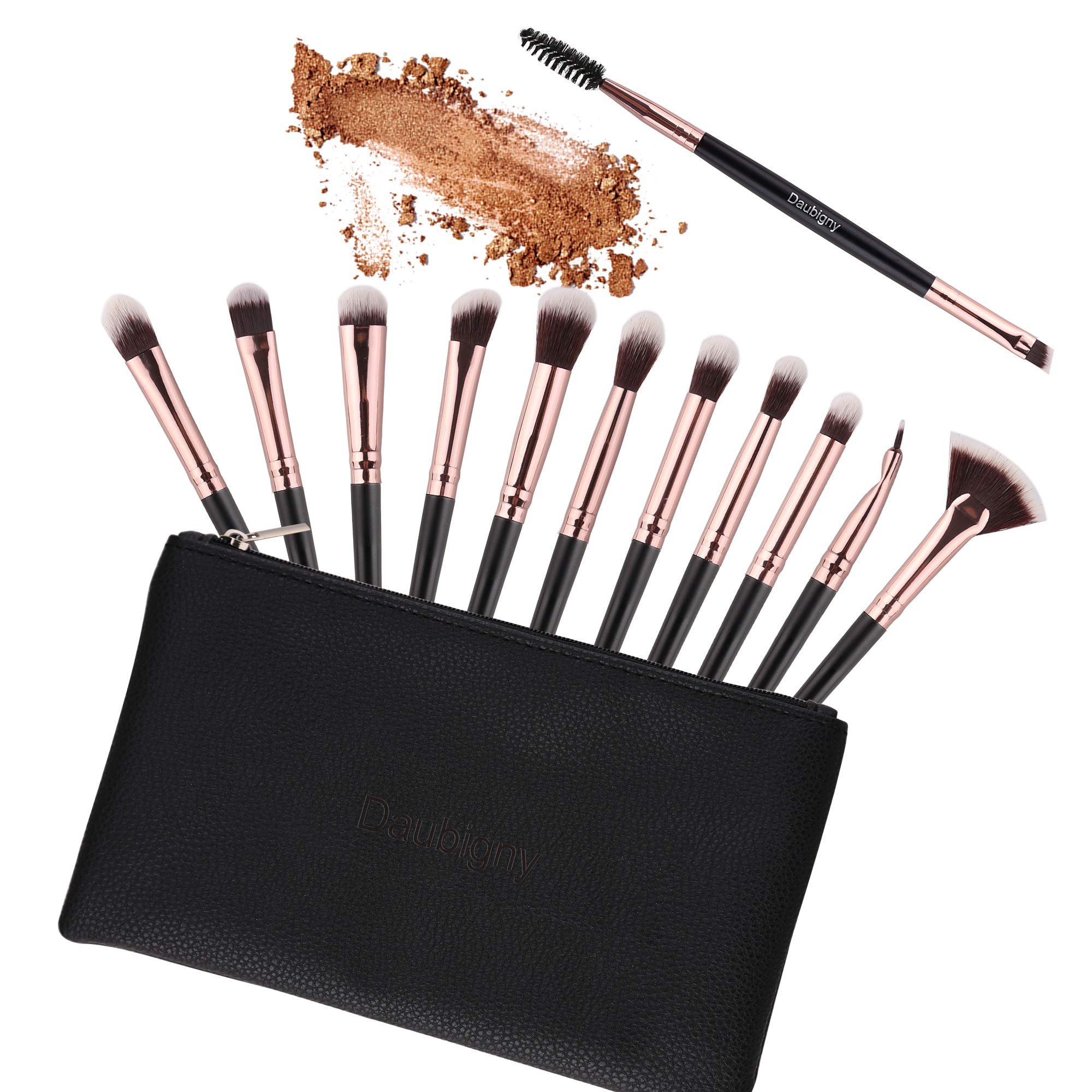 Foto 3 pulgar | Set De Brochas De Maquillaje Daubigny, 12 Unidades, Sombra De Ojos Con Bolsa, Color Negro - Venta Internacional.