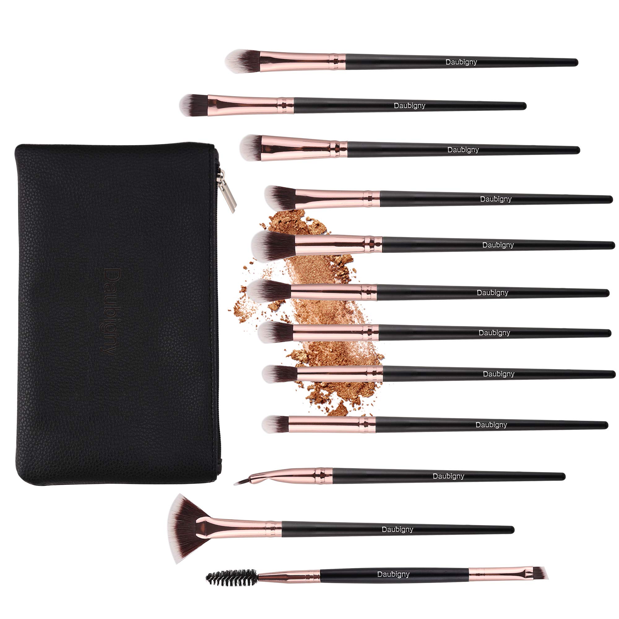 Foto 6 pulgar | Set De Brochas De Maquillaje Daubigny, 12 Unidades, Sombra De Ojos Con Bolsa, Color Negro - Venta Internacional.