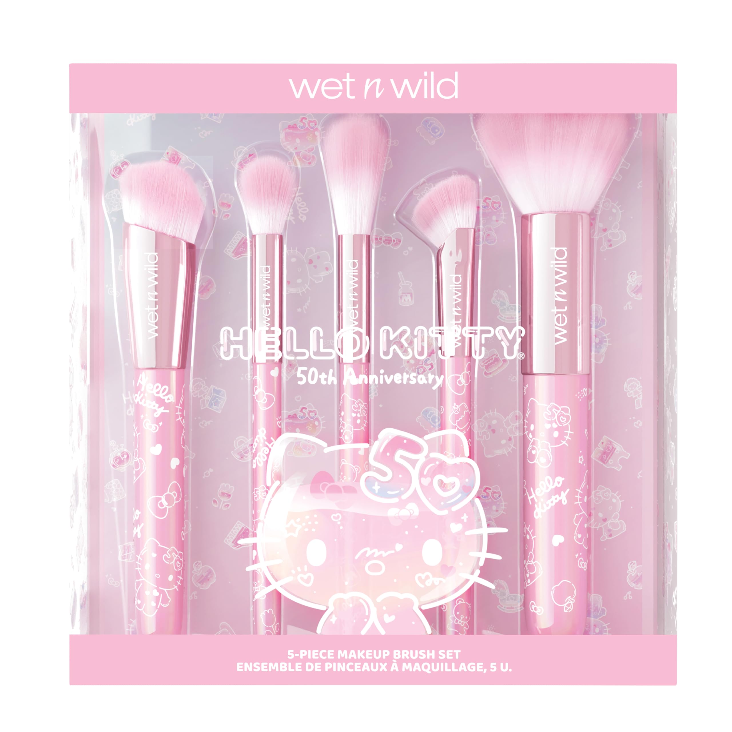 Foto 2 | Set De Brochas De Maquillaje Wet N Wild De Hello Kitty, 5 Piezas, Libre De Crueldad Animal - Venta Internacional.