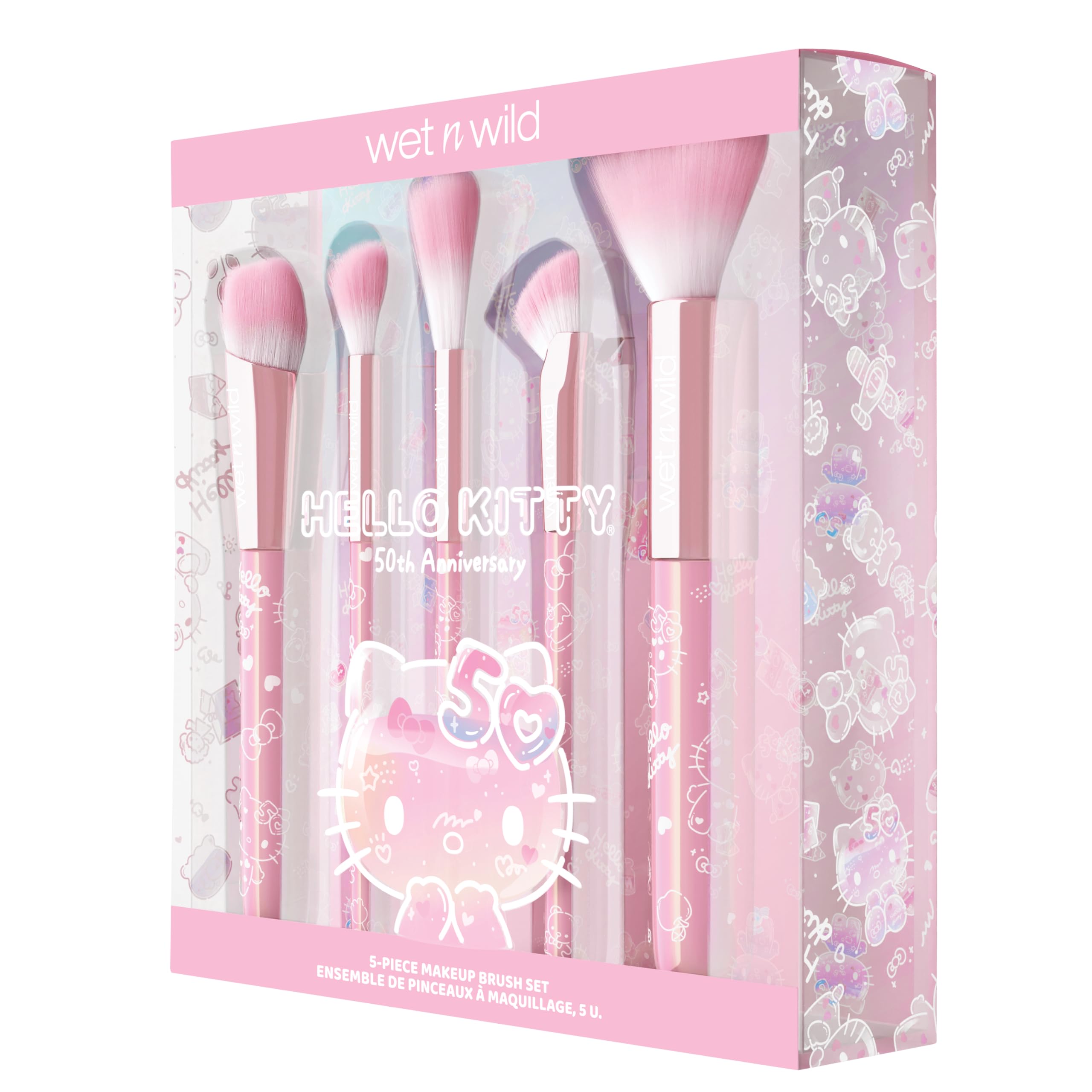 Foto 4 pulgar | Set De Brochas De Maquillaje Wet N Wild De Hello Kitty, 5 Piezas, Libre De Crueldad Animal - Venta Internacional.